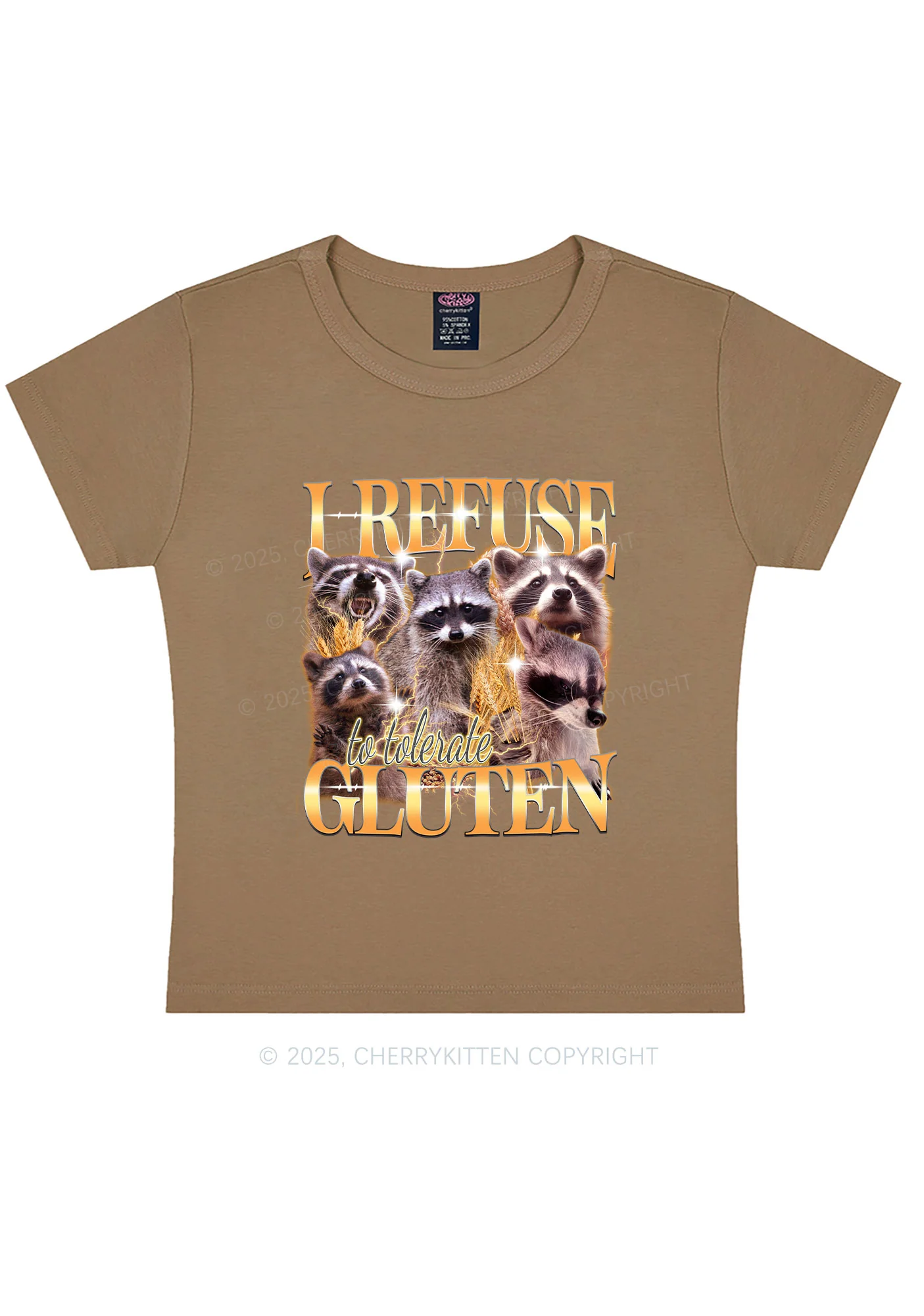 Raccoons Refuse Tolerate Gluten Y2K Baby Tee Cherrykitten - Image 9
