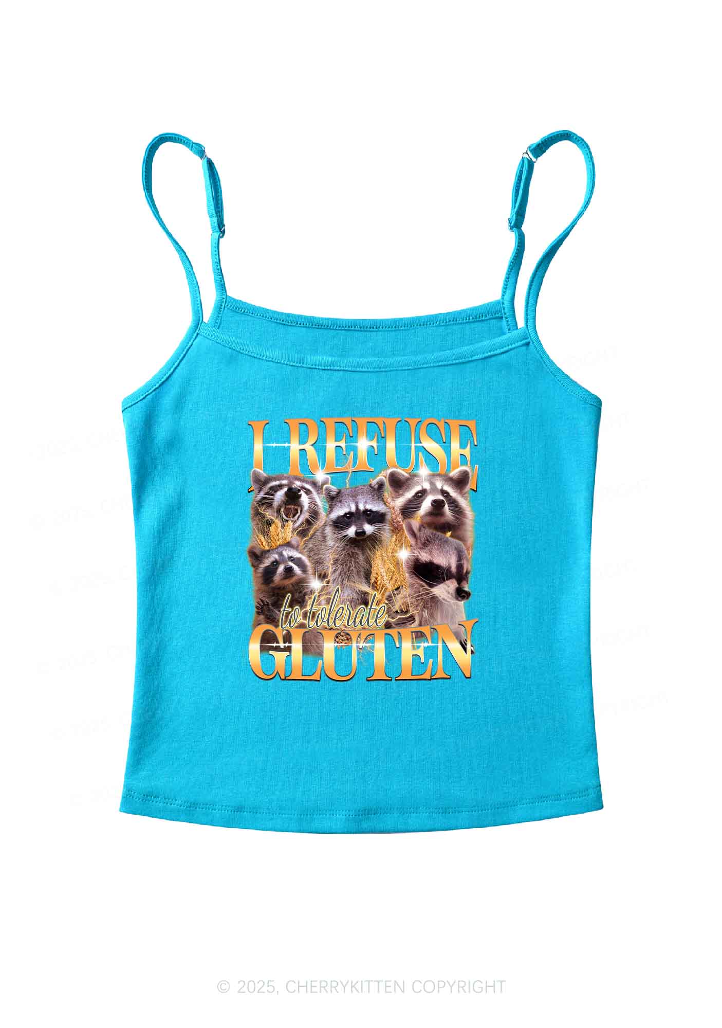 Raccoons Refuse Tolerate Gluten Y2K Spaghetti Strap Cami Cherrykitten - Image 4