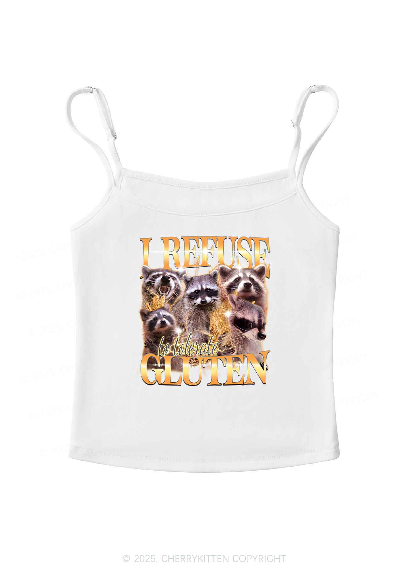 Raccoons Refuse Tolerate Gluten Y2K Spaghetti Strap Cami Cherrykitten - Image 5