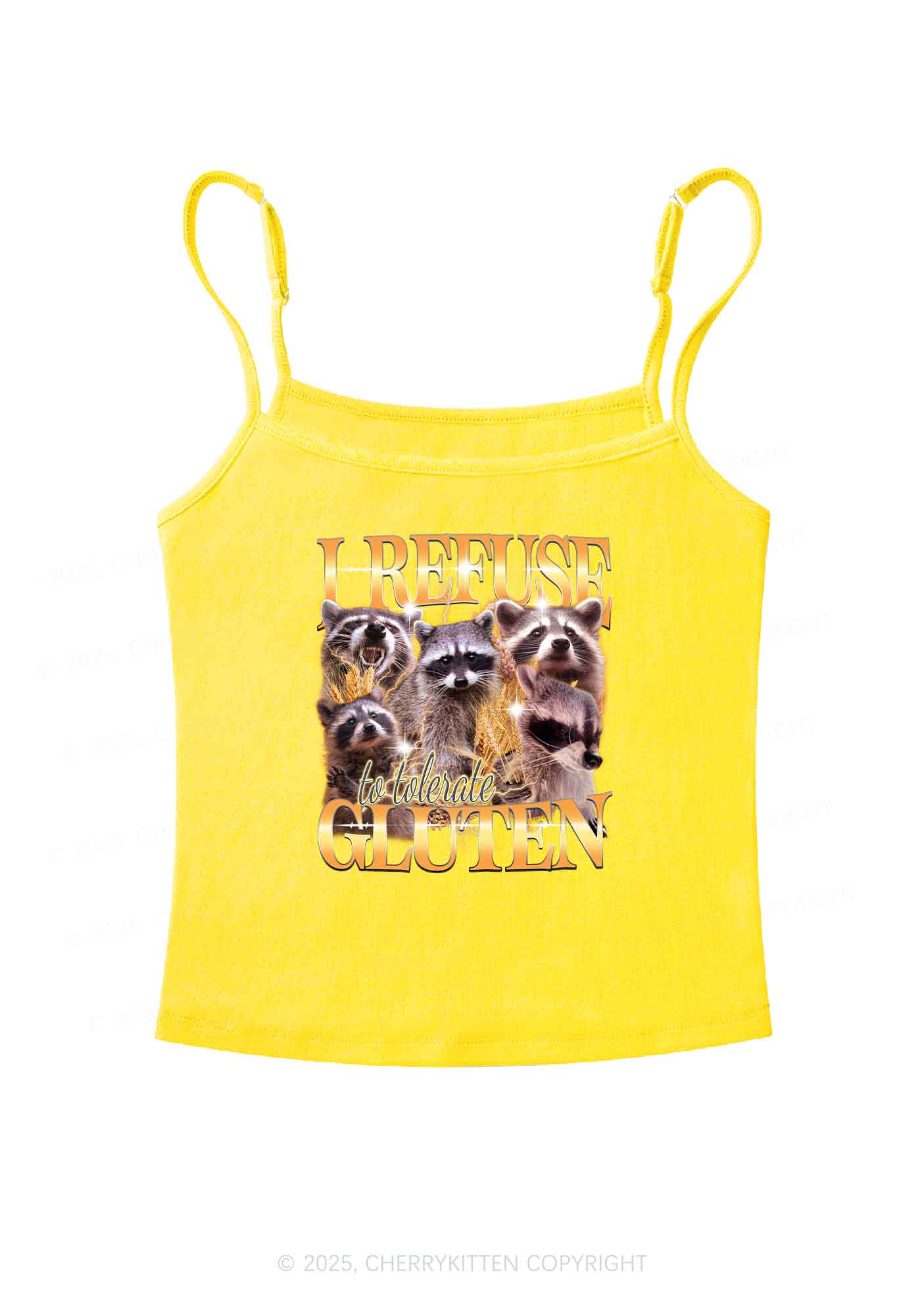 Raccoons Refuse Tolerate Gluten Y2K Spaghetti Strap Cami Cherrykitten - Image 6
