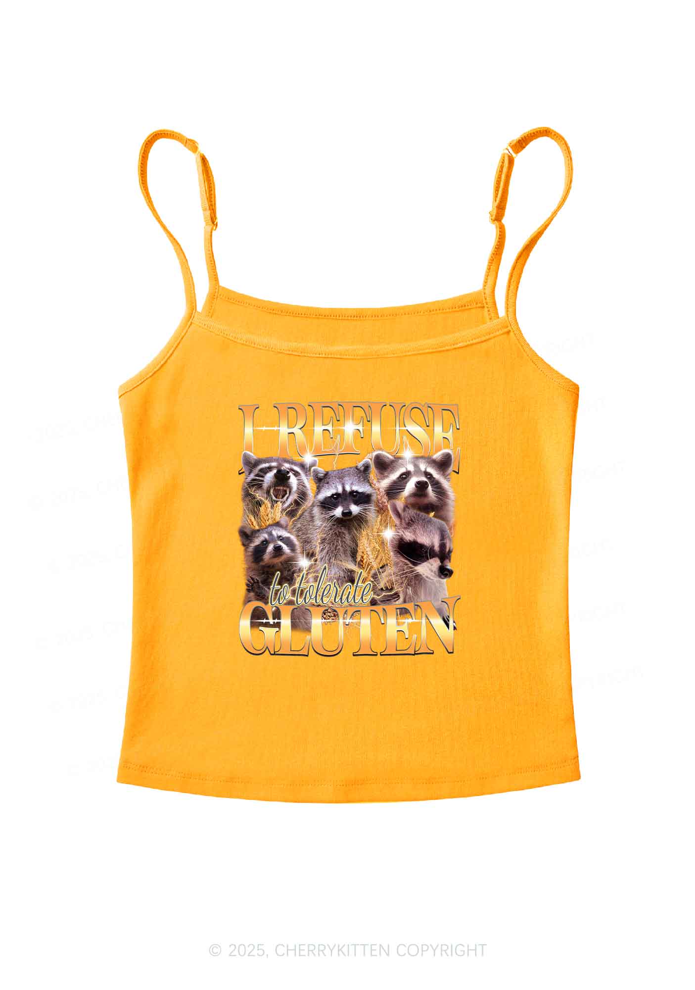 Raccoons Refuse Tolerate Gluten Y2K Spaghetti Strap Cami Cherrykitten - Image 7