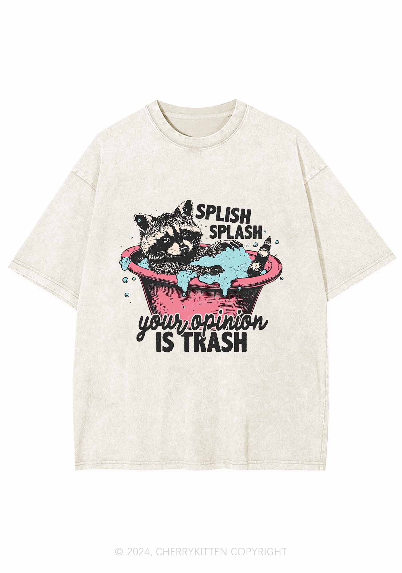 Raccoons Trash Opinion Y2K Washed Tee Cherrykitten - Image 4