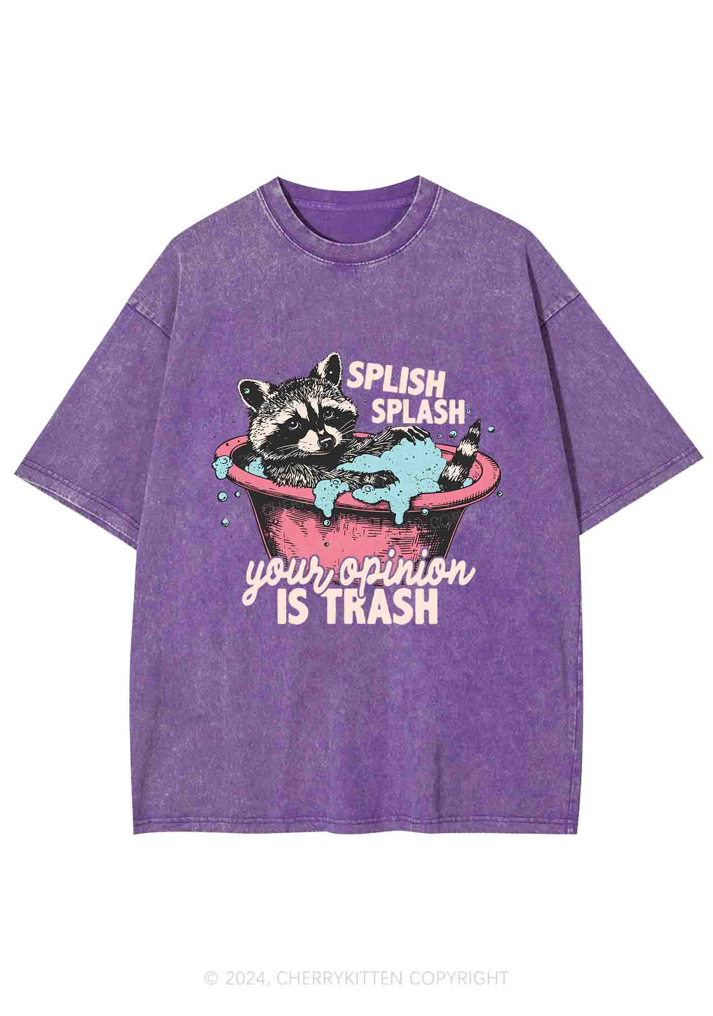Raccoons Trash Opinion Y2K Washed Tee Cherrykitten - Image 5