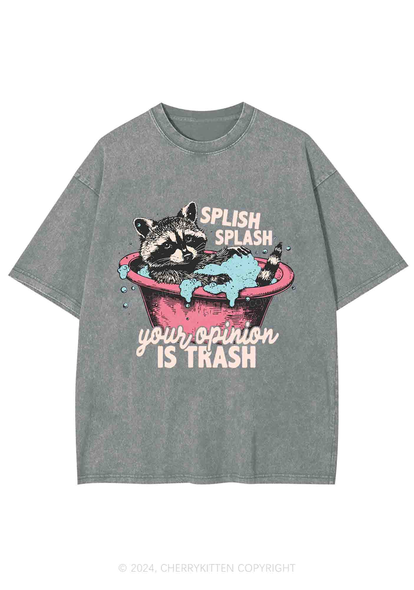 Raccoons Trash Opinion Y2K Washed Tee Cherrykitten - Image 6