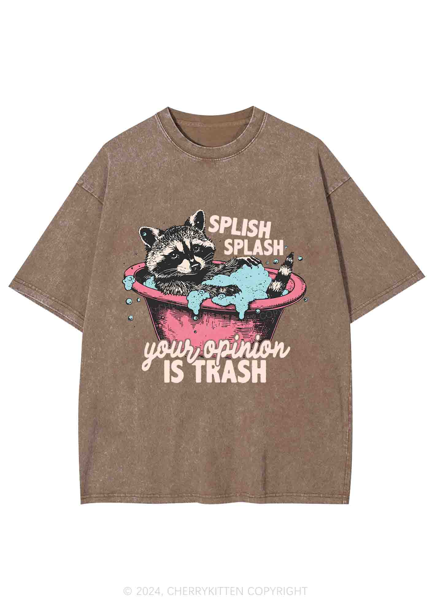 Raccoons Trash Opinion Y2K Washed Tee Cherrykitten - Image 7