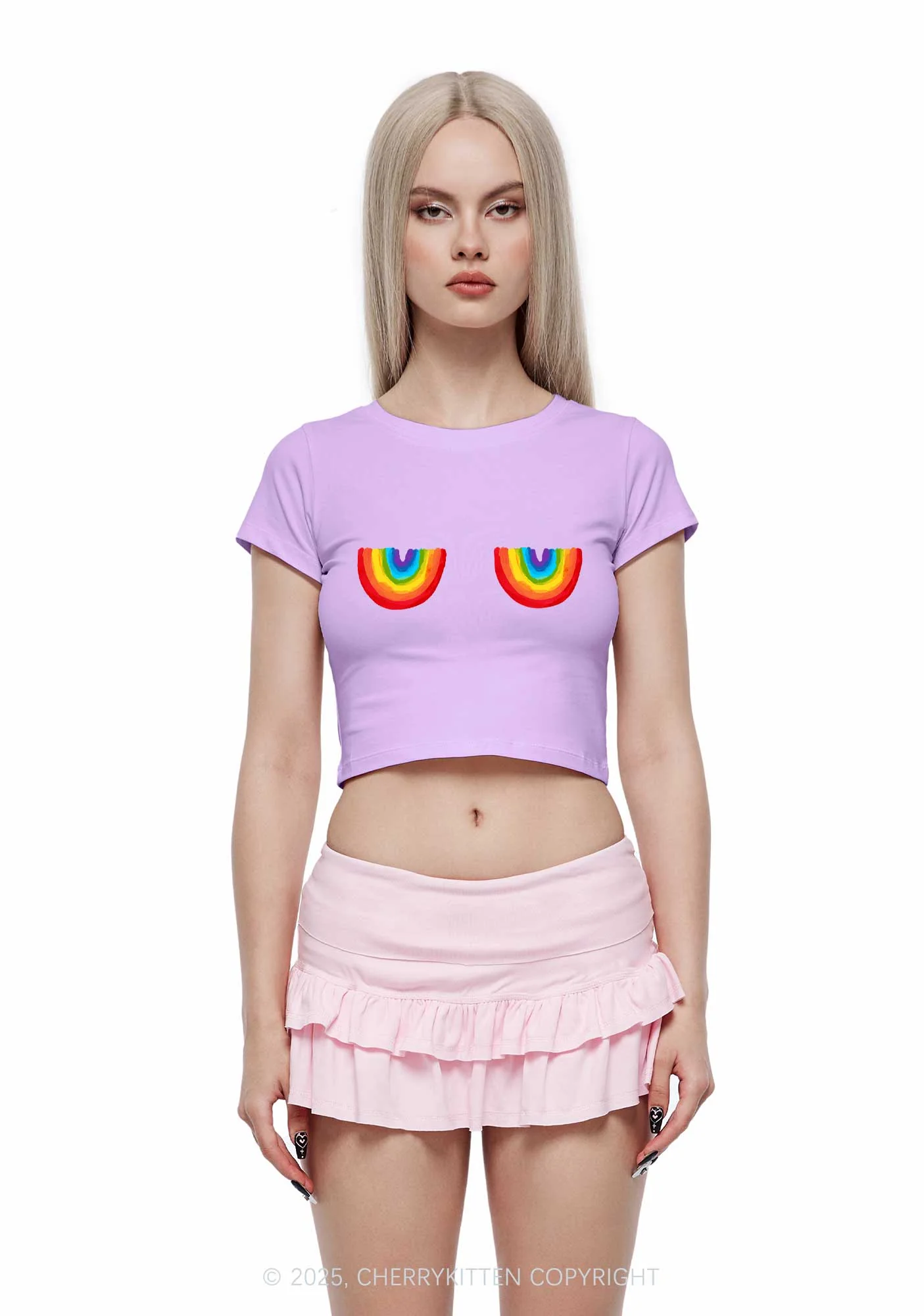 Rainbow Bxxb Y2K Baby Tee Cherrykitten - Image 2