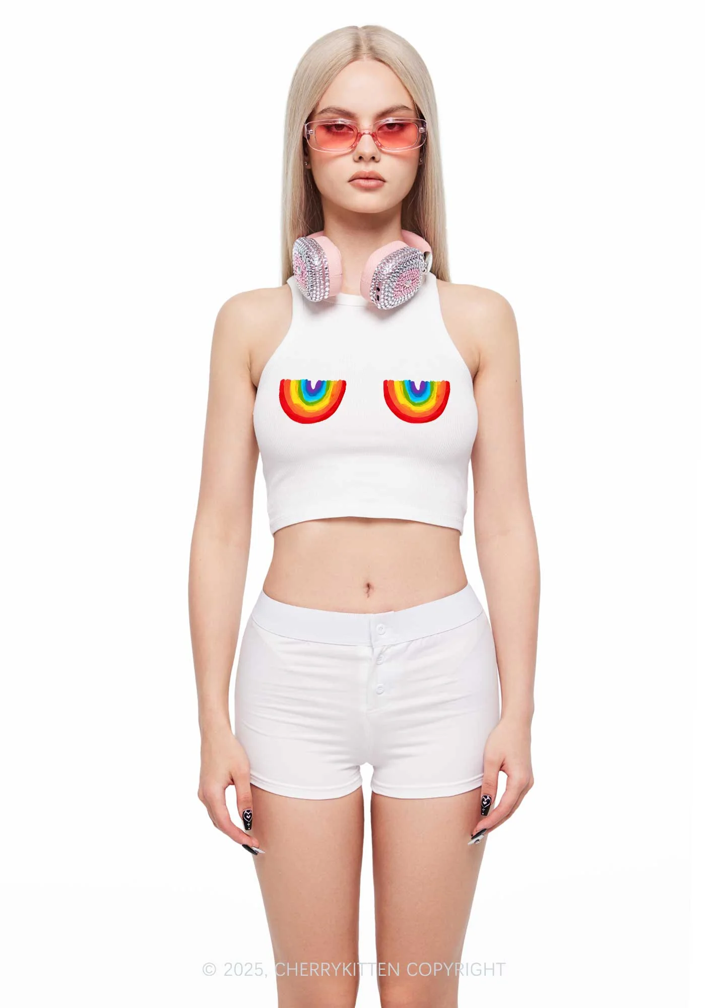Rainbow Bxxb Y2K Crop Tank Top Cherrykitten - Image 2