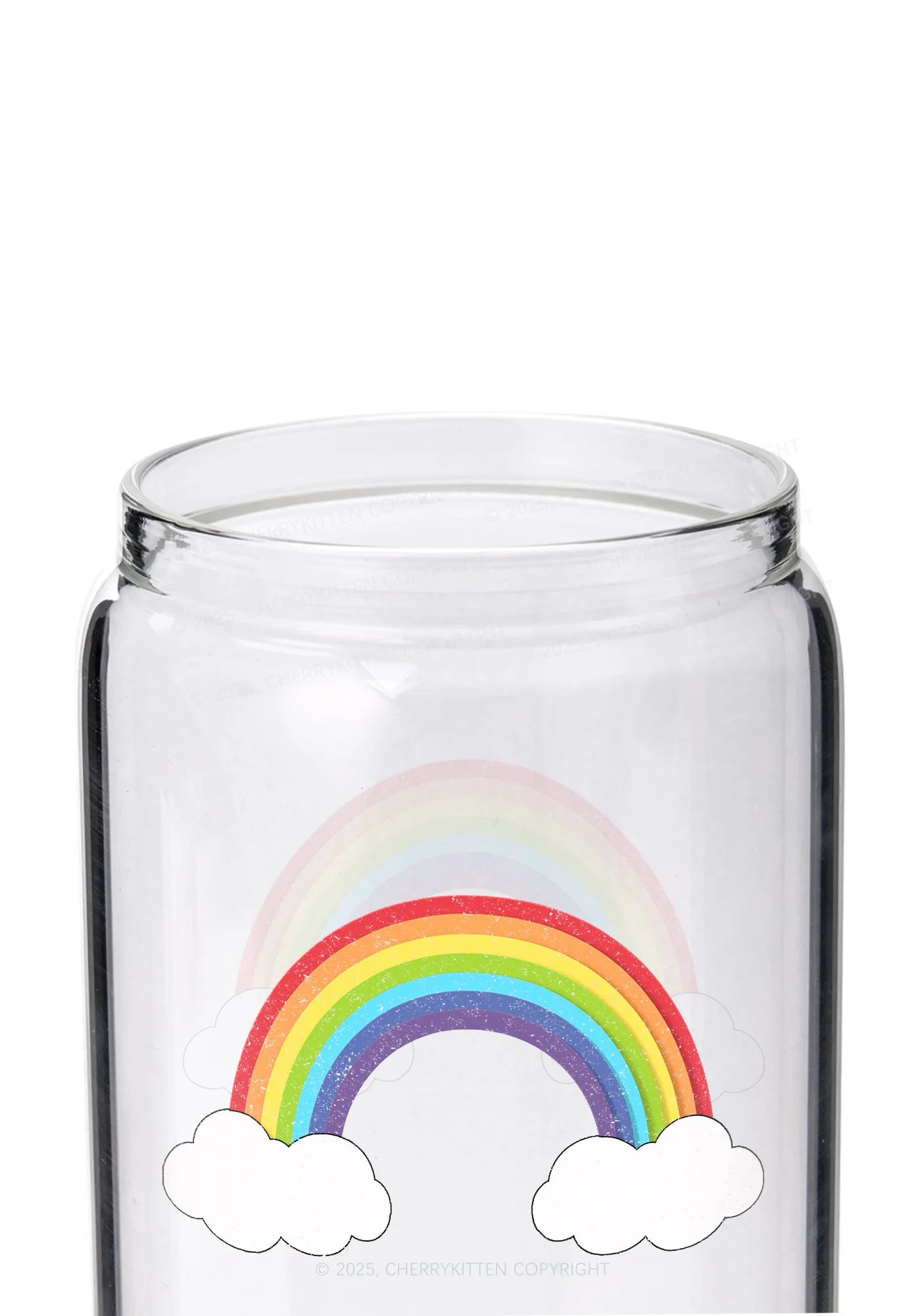 Rainbow Cloud  Pride Y2K Printed Glass Cup Cherrykitten - Image 2