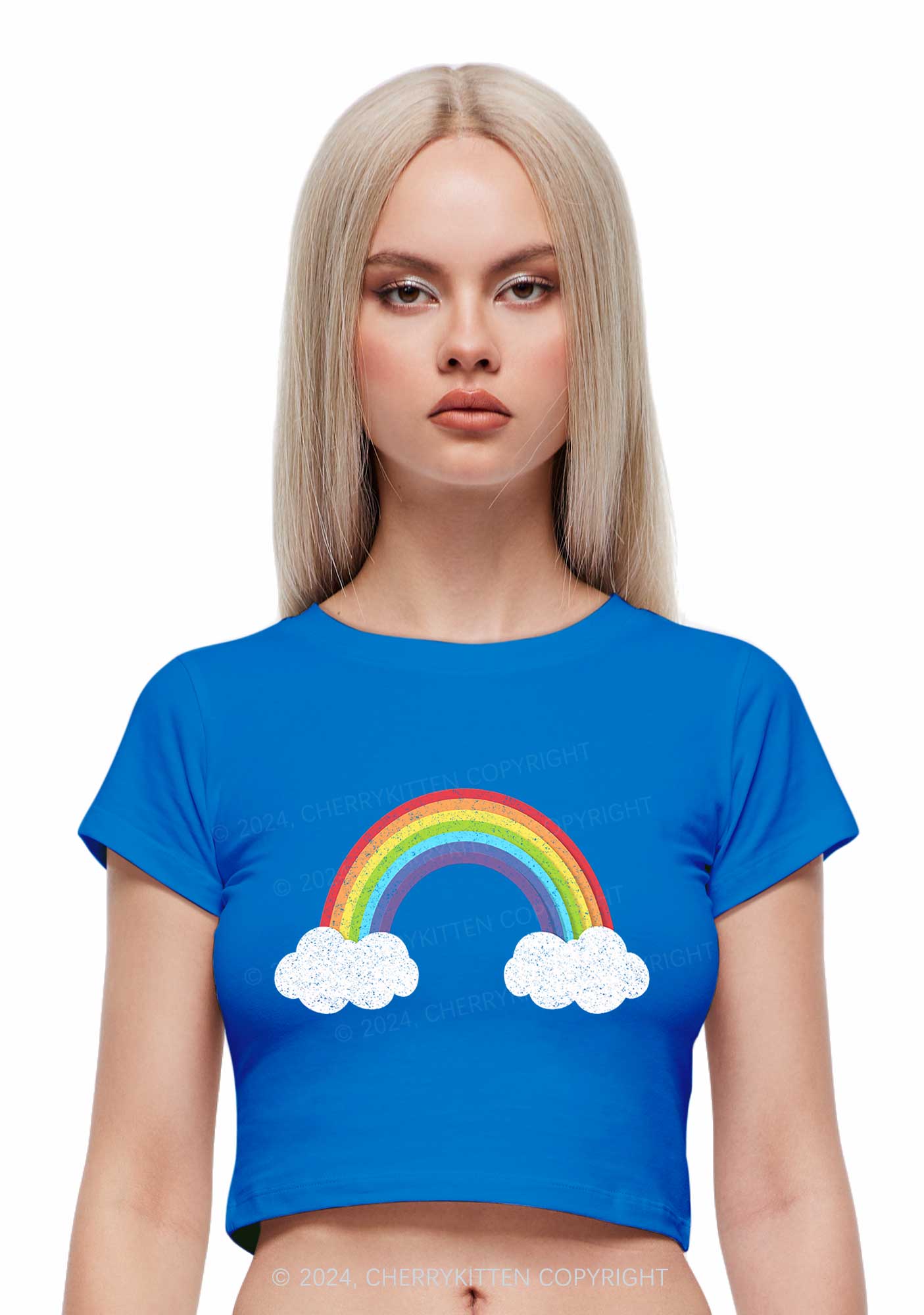 Rainbow Cloud Y2K Baby Tee Cherrykitten - Image 2