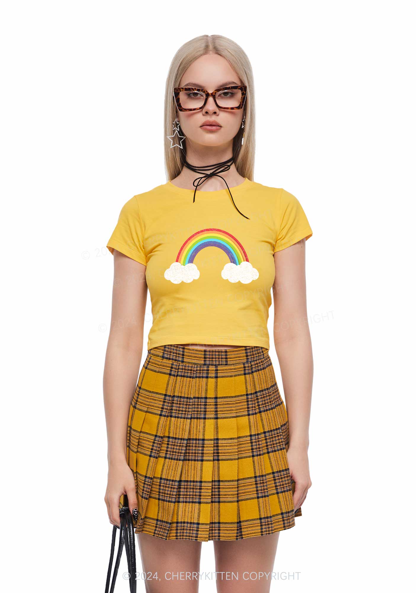 Rainbow Cloud Y2K Baby Tee Cherrykitten - Image 4