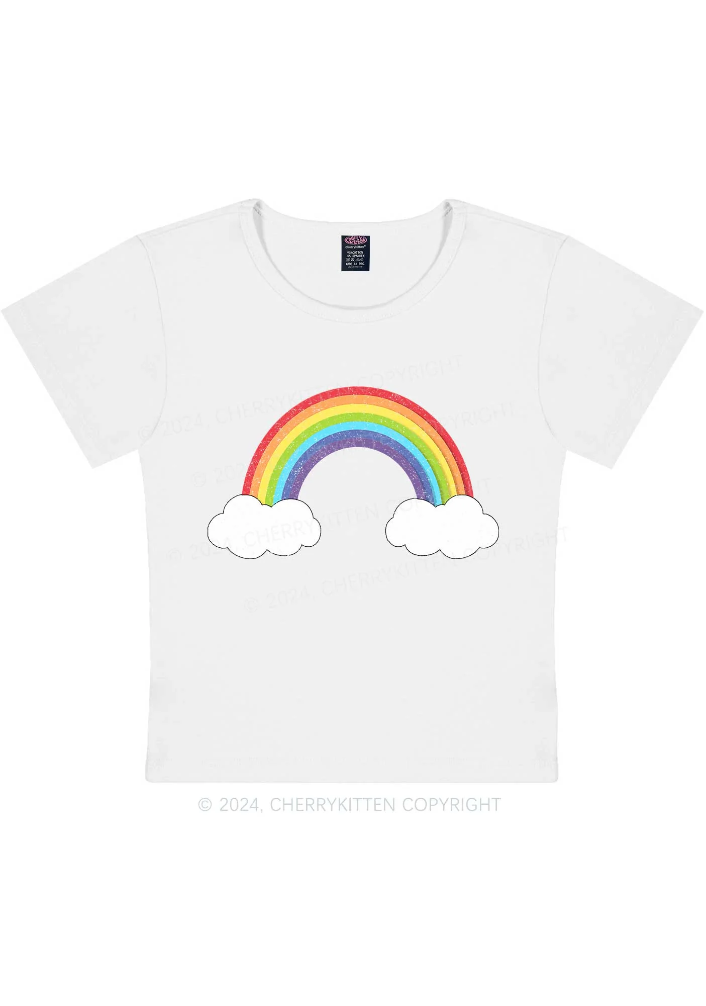 Rainbow Cloud Y2K Baby Tee Cherrykitten - Image 6