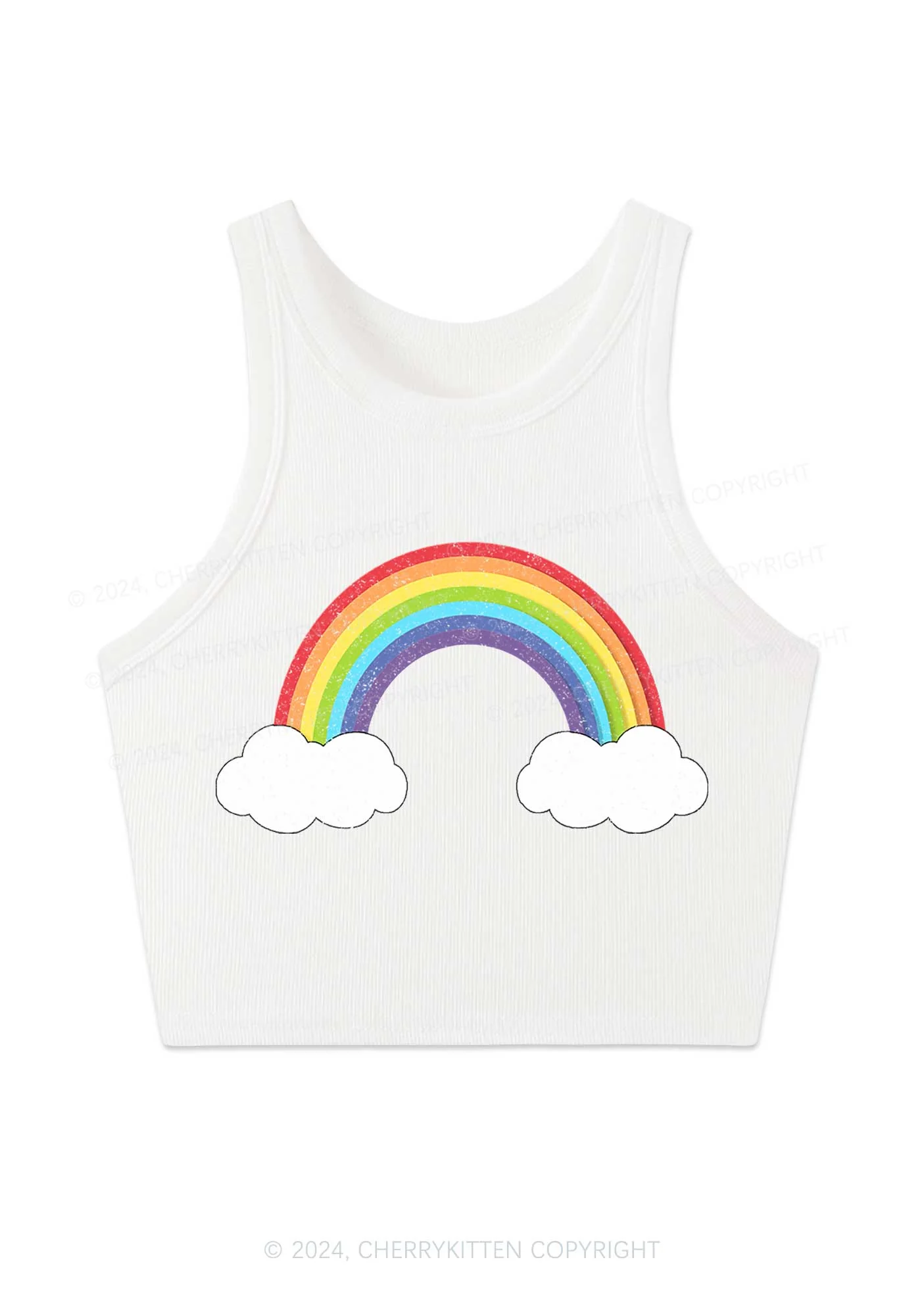 Rainbow Cloud Y2K Crop Tank Top Cherrykitten - Image 2