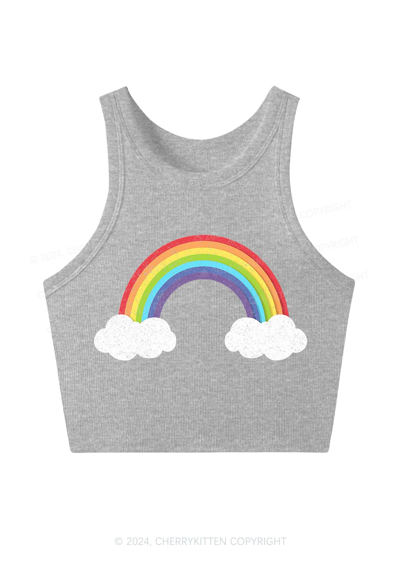 Rainbow Cloud Y2K Crop Tank Top Cherrykitten - Image 3
