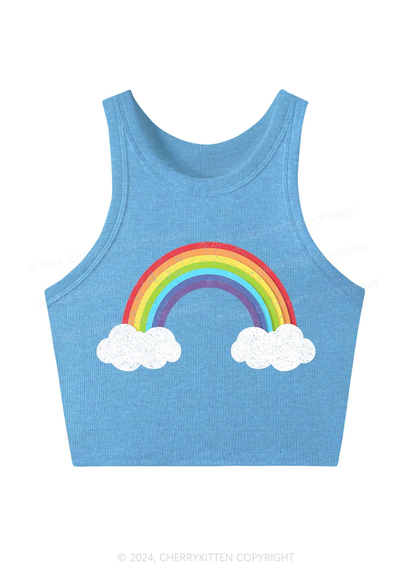 Rainbow Cloud Y2K Crop Tank Top Cherrykitten - Image 4