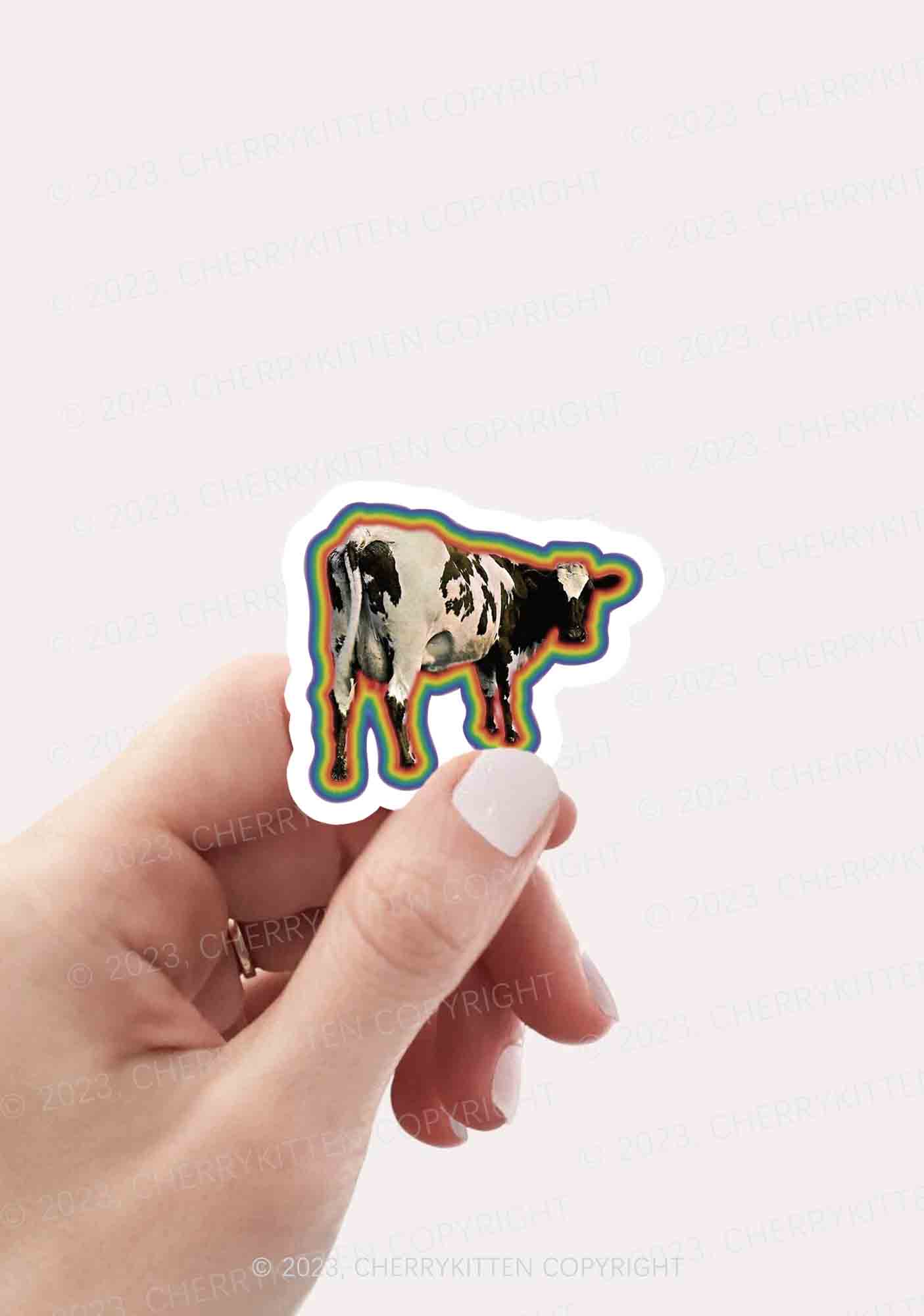 Rainbow Cow 1Pc Y2K Sticker Cherrykitten - Image 2