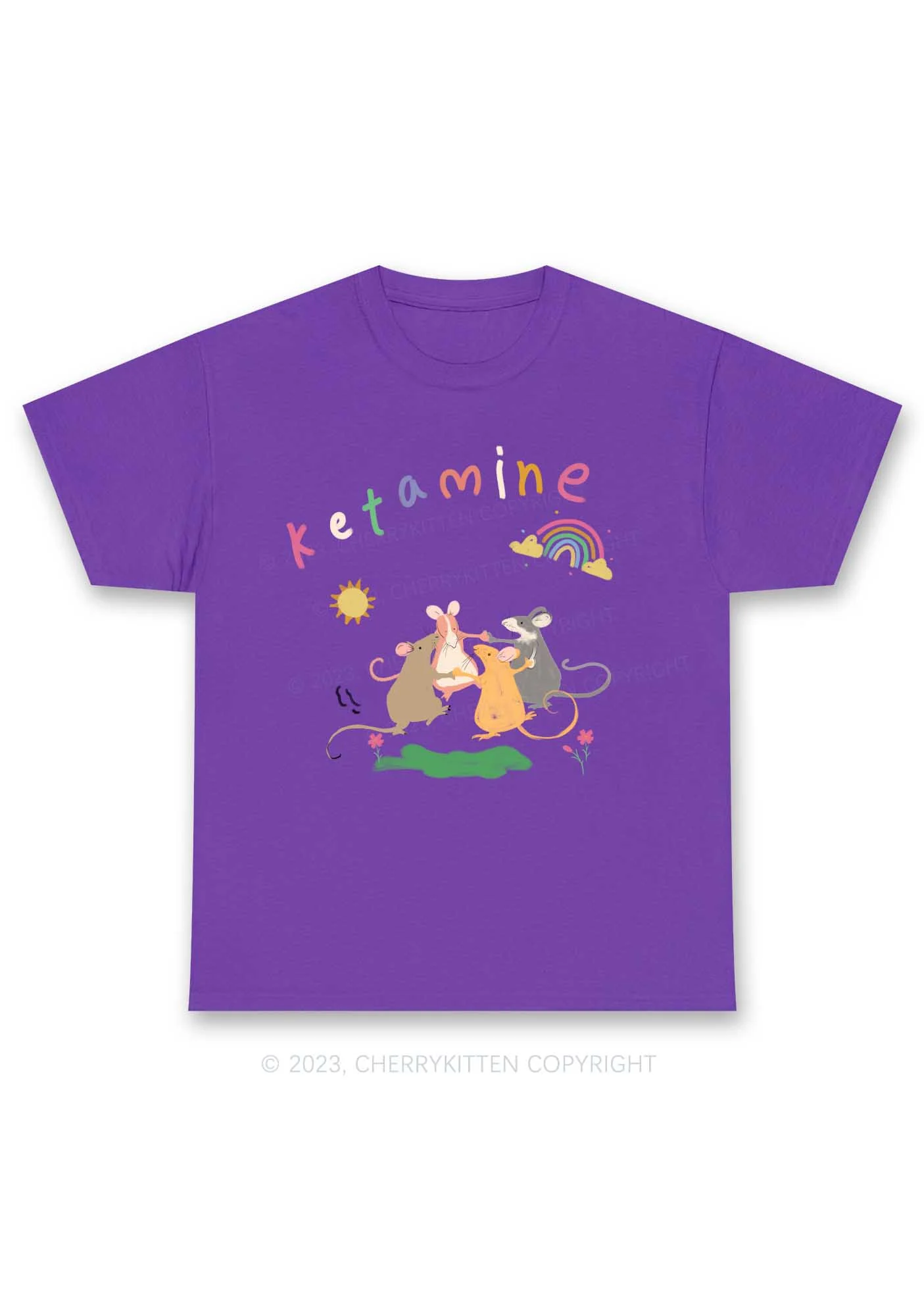 Rainbow Dancing Mice Y2K Chunky Shirt Cherrykitten - Image 3