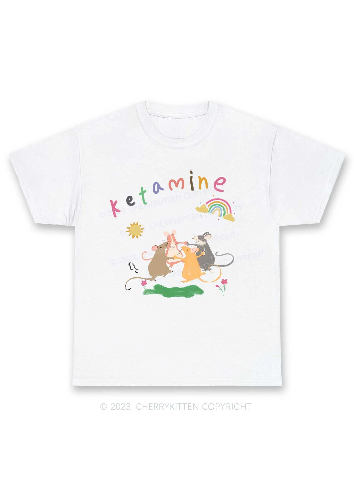 Rainbow Dancing Mice Y2K Chunky Shirt Cherrykitten - Image 4