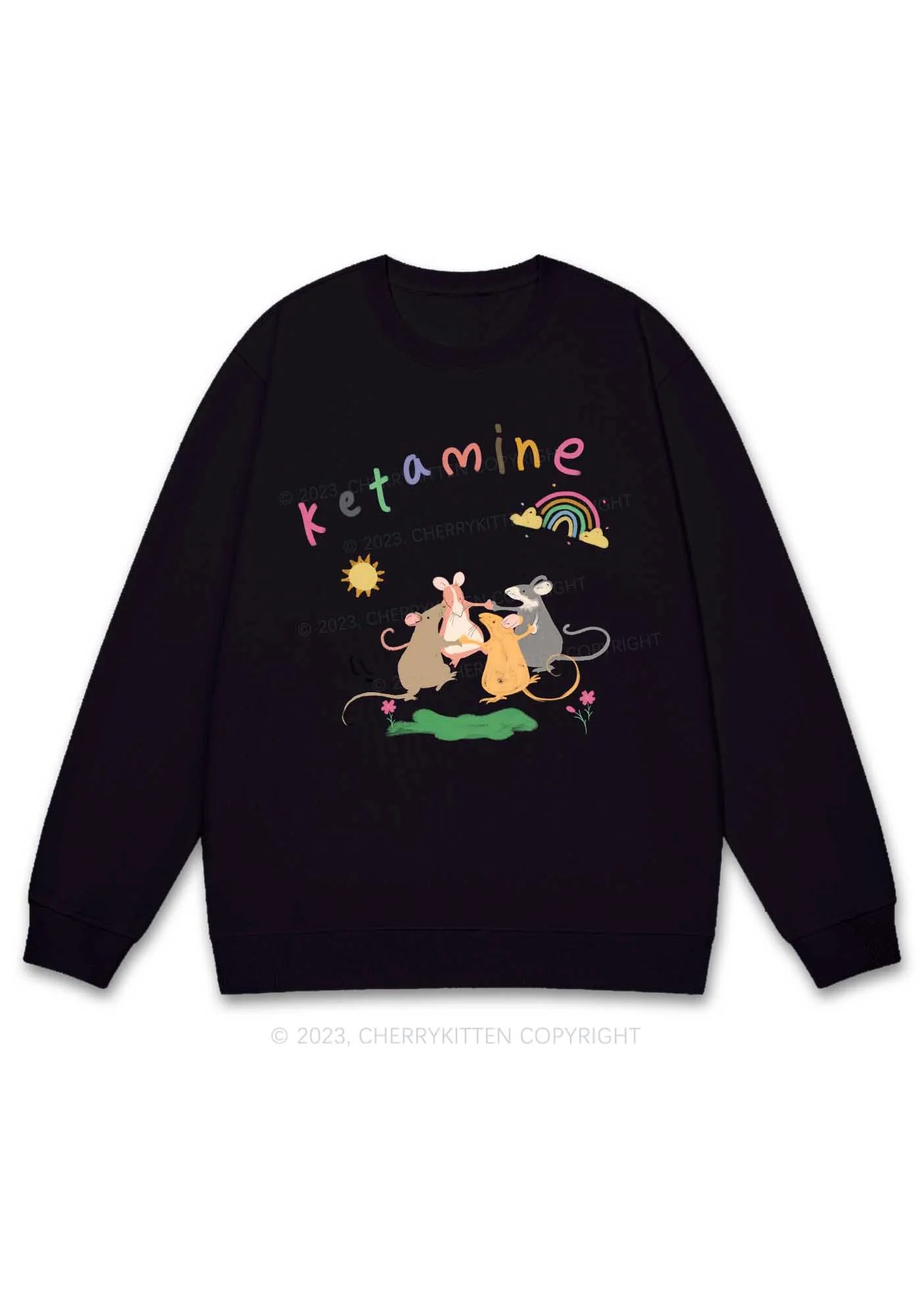 Rainbow Dancing Mice Y2K Sweatshirt Cherrykitten - Image 3
