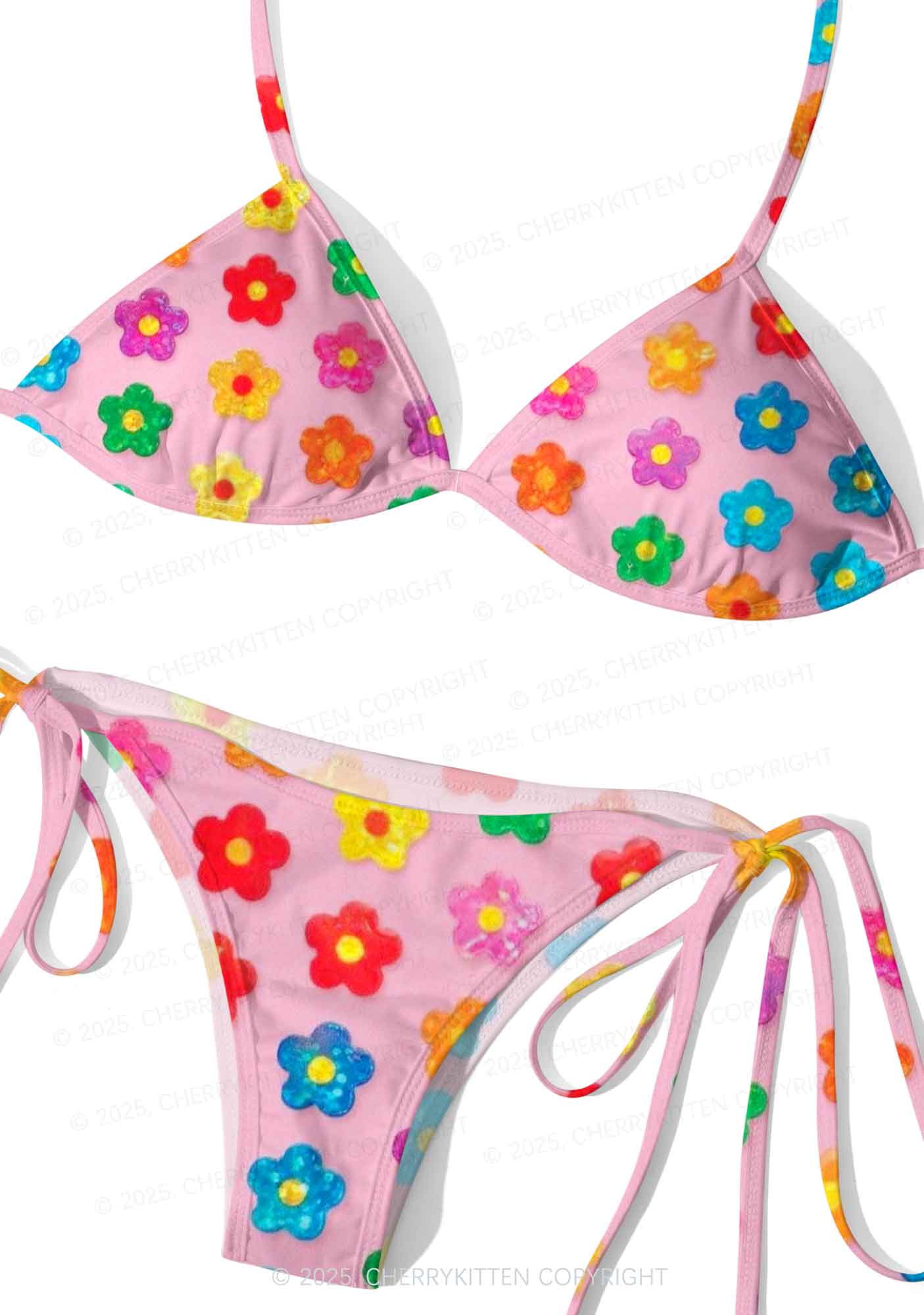 Rainbow Flower Y2K Print Bikini Set Cherrykitten - Image 3