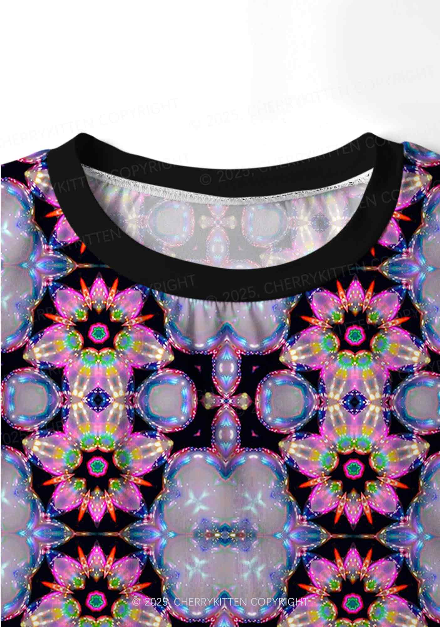 Rainbow Glow Y2K Print Long Sleeve Pajama Set Cherrykitten - Image 4