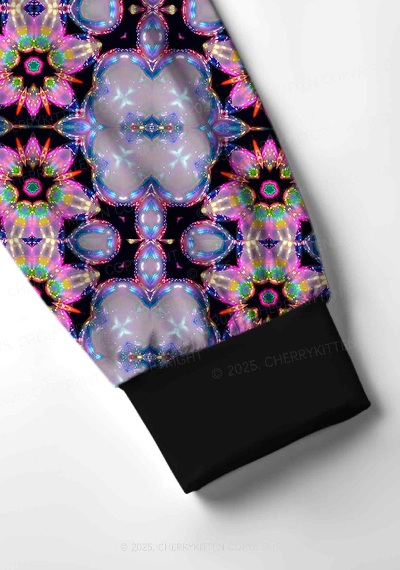 Rainbow Glow Y2K Print Long Sleeve Pajama Set Cherrykitten - Image 5