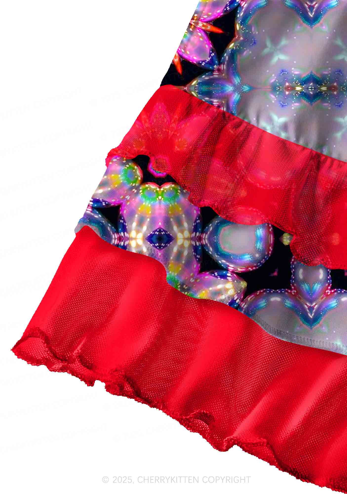 Rainbow Glow Y2K Print Mini Layered Skirt Cherrykitten - Image 3