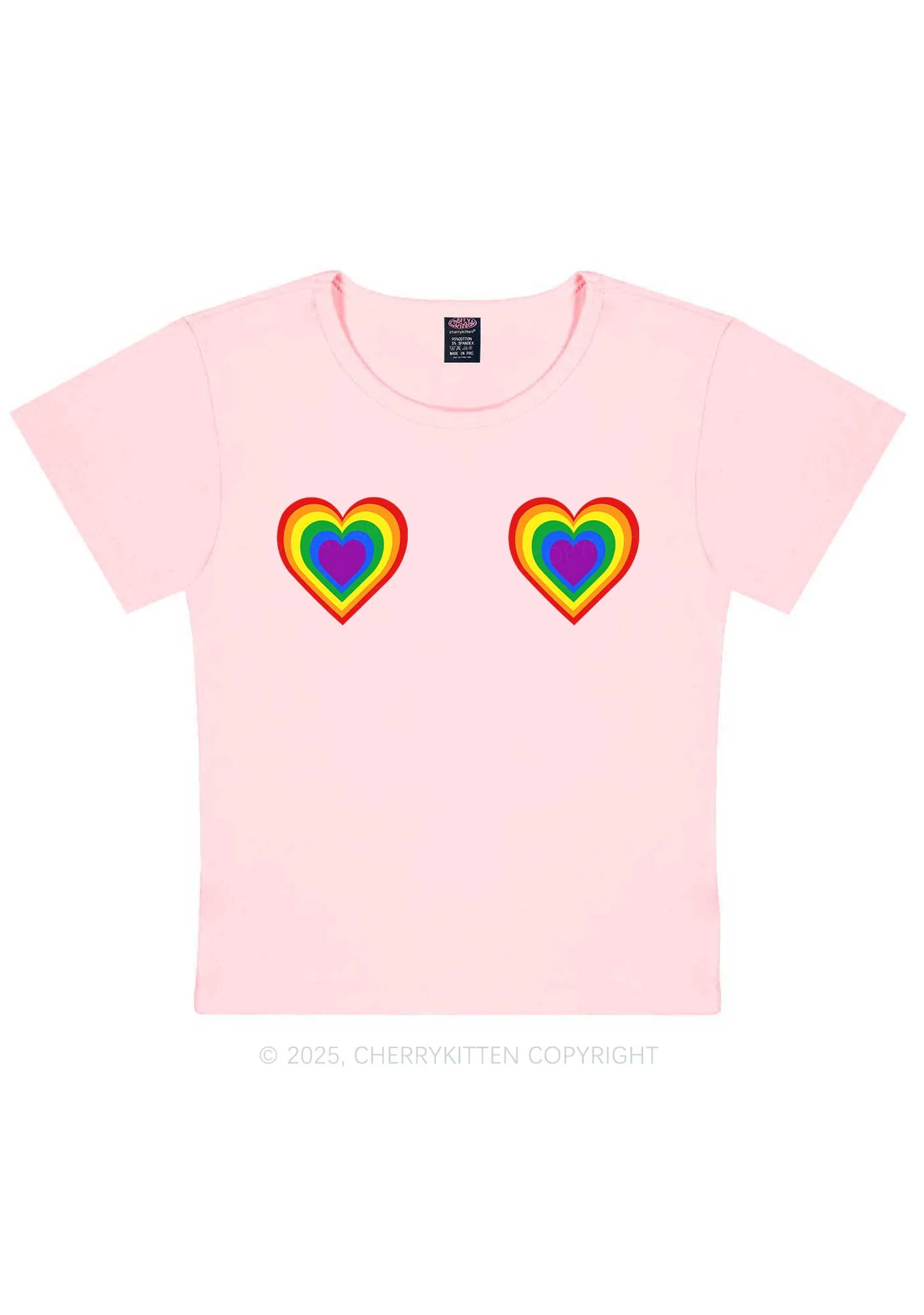 Rainbow Heart Pride Y2K Baby Tee Cherrykitten - Image 10