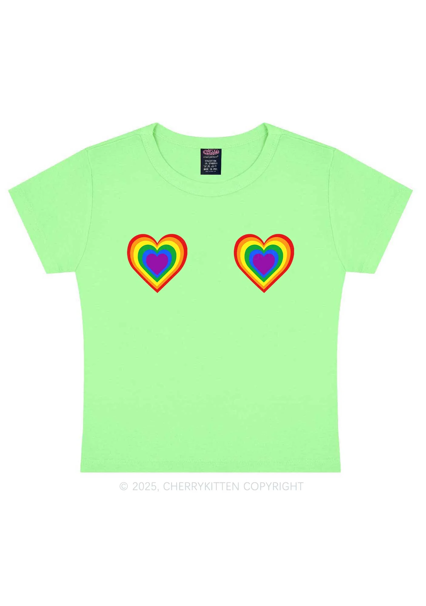Rainbow Heart Pride Y2K Baby Tee Cherrykitten - Image 11