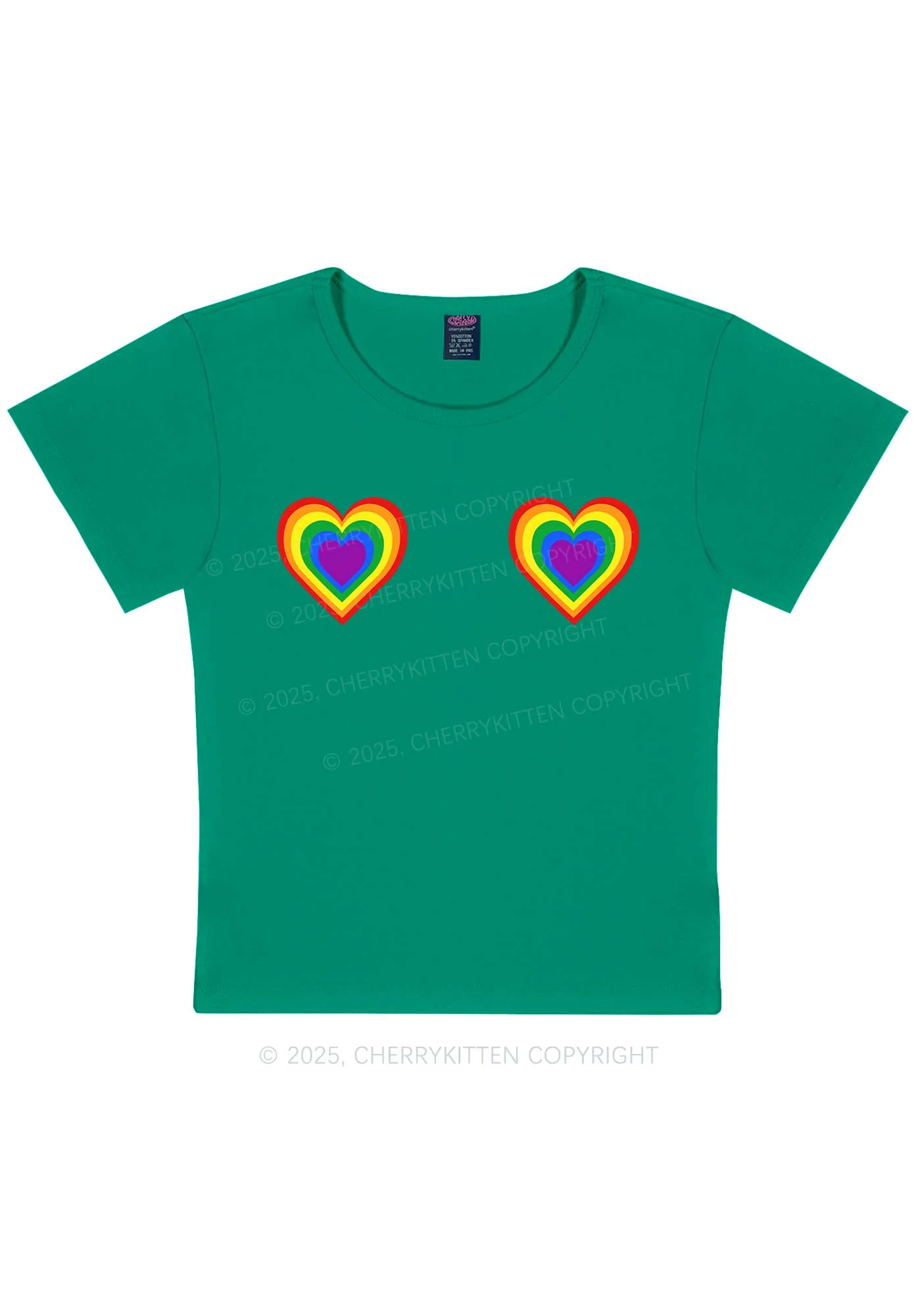 Rainbow Heart Pride Y2K Baby Tee Cherrykitten - Image 12