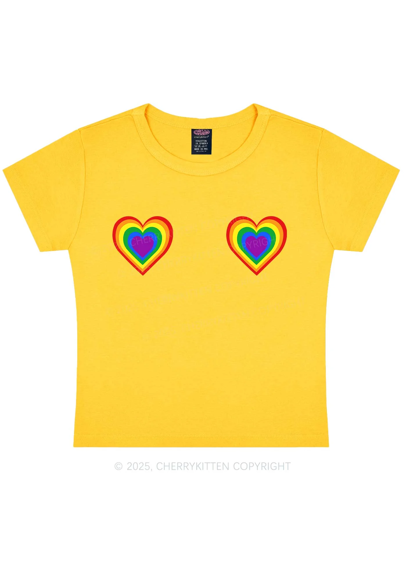 Rainbow Heart Pride Y2K Baby Tee Cherrykitten - Image 4