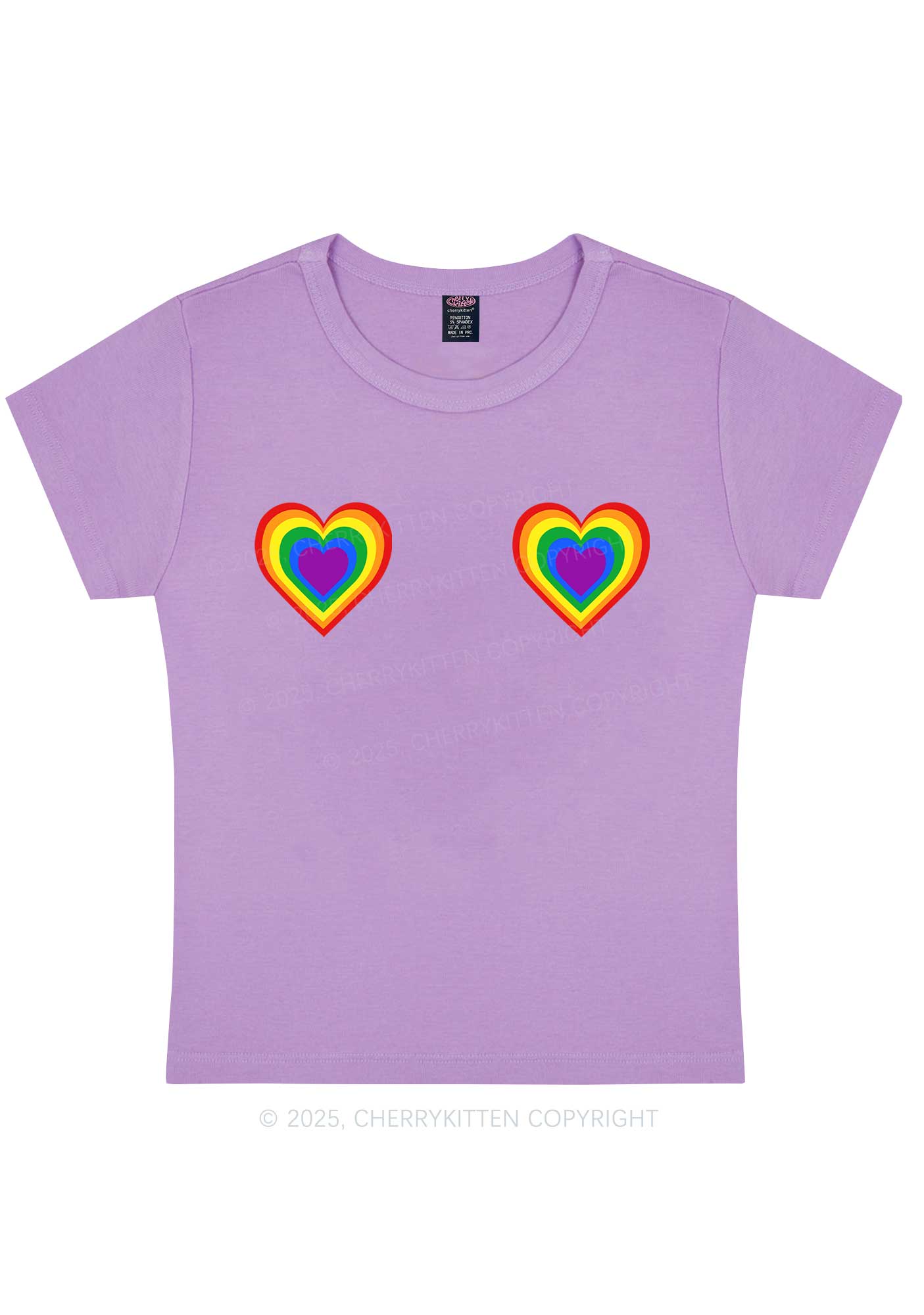Rainbow Heart Pride Y2K Baby Tee Cherrykitten - Image 5