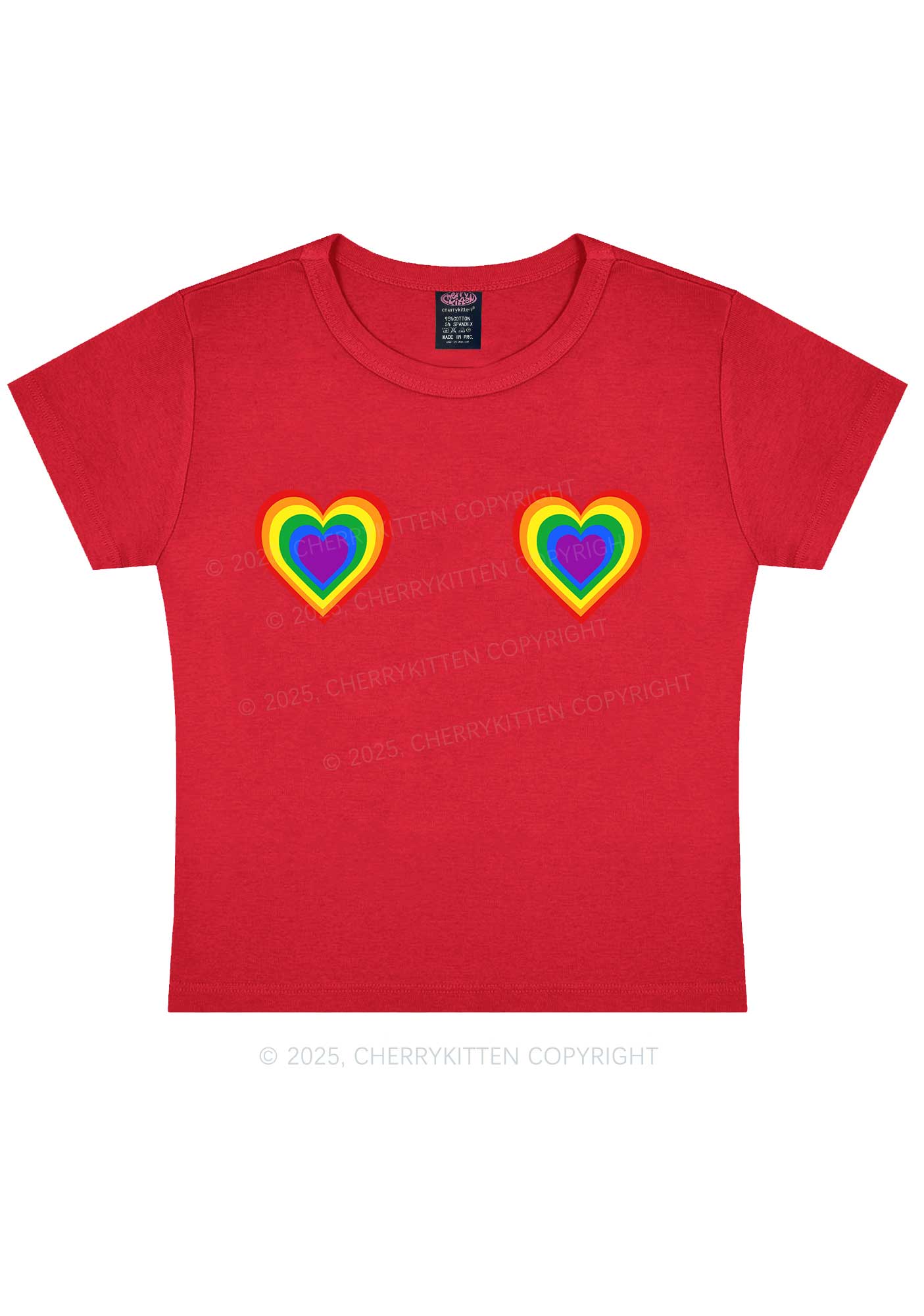 Rainbow Heart Pride Y2K Baby Tee Cherrykitten - Image 7