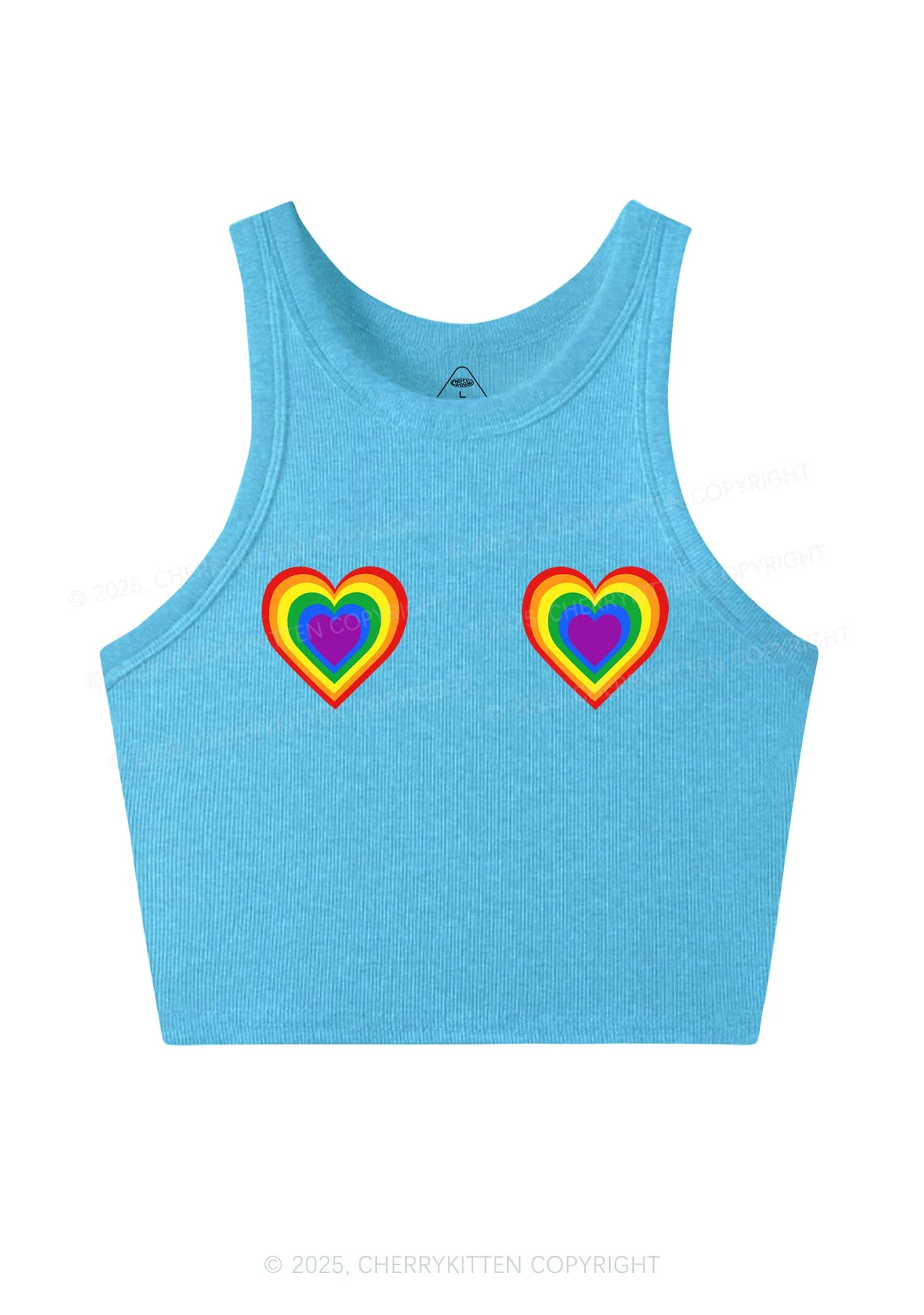 Rainbow Heart Pride Y2K Crop Tank Top Cherrykitten - Image 5
