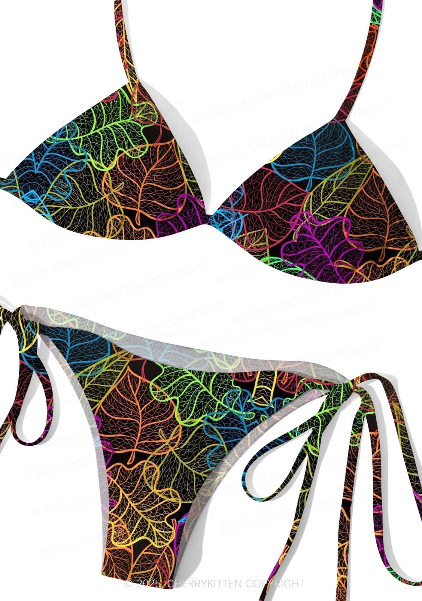 Rainbow Leaf Veins Y2K Print Bikini Set Cherrykitten - Image 3
