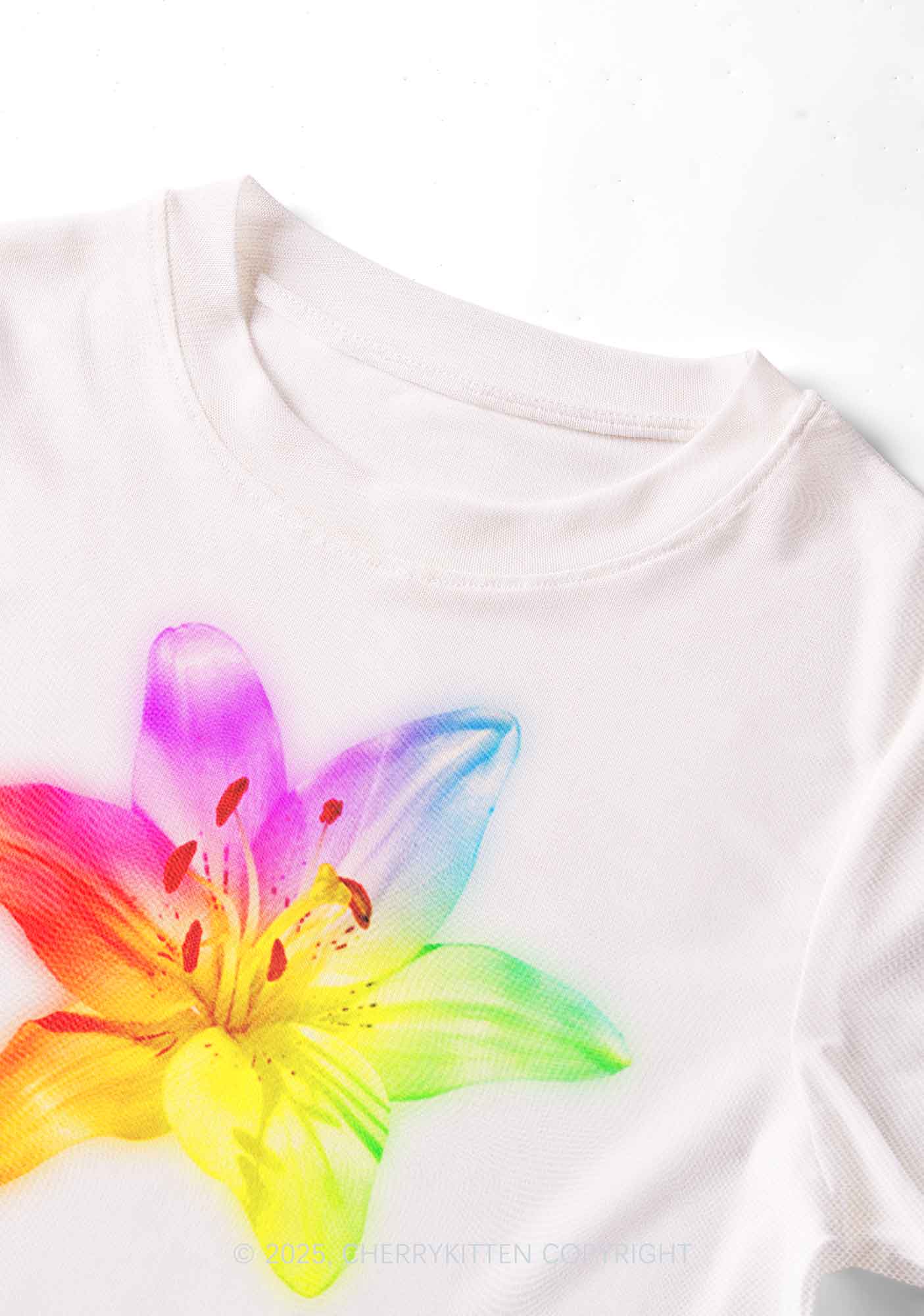 Rainbow Lily Pride Y2K Mesh Crop Top Cherrykitten - Image 5