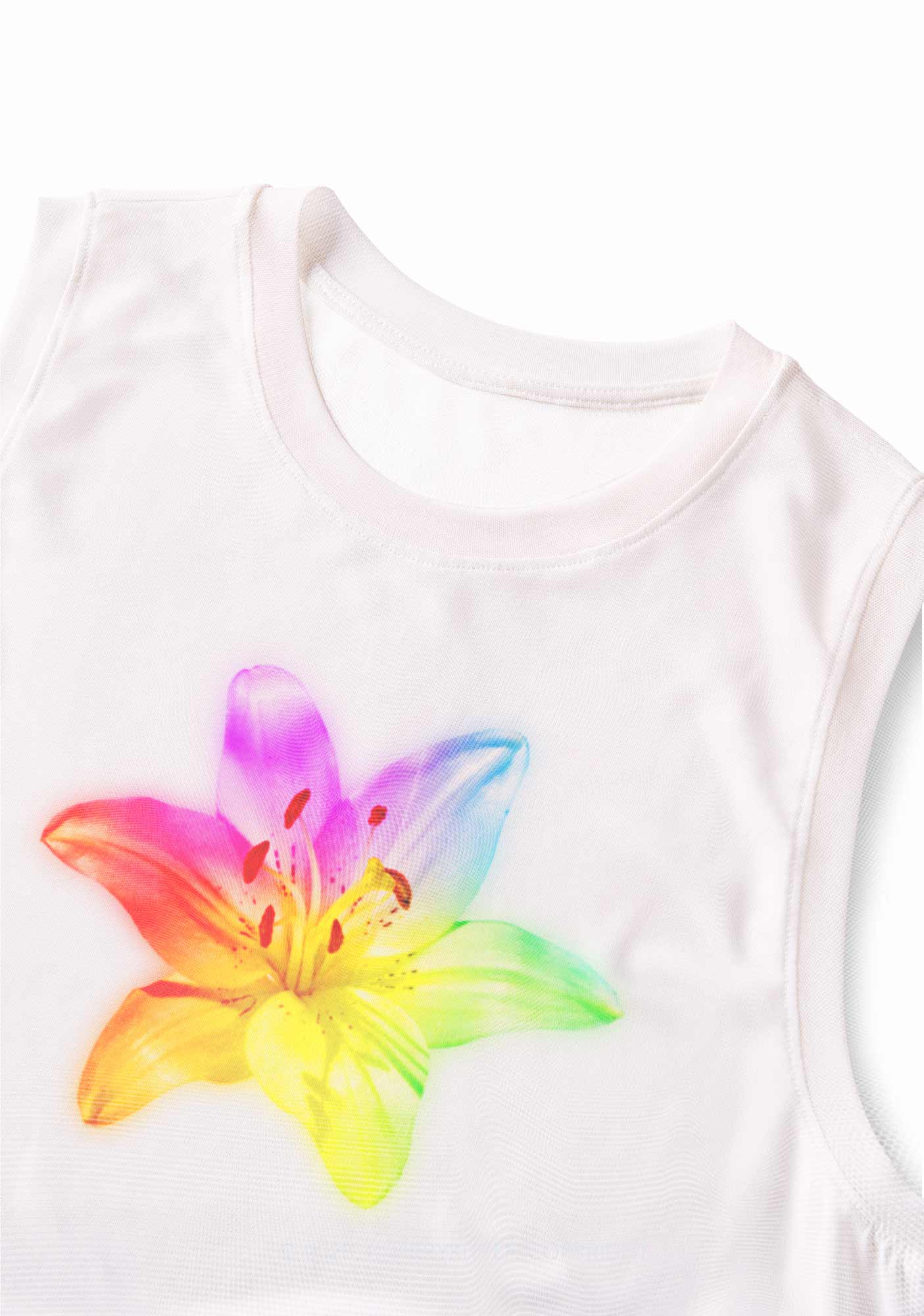 Rainbow Lily Pride Y2K Mesh Muscle Tank Cherrykitten - Image 4