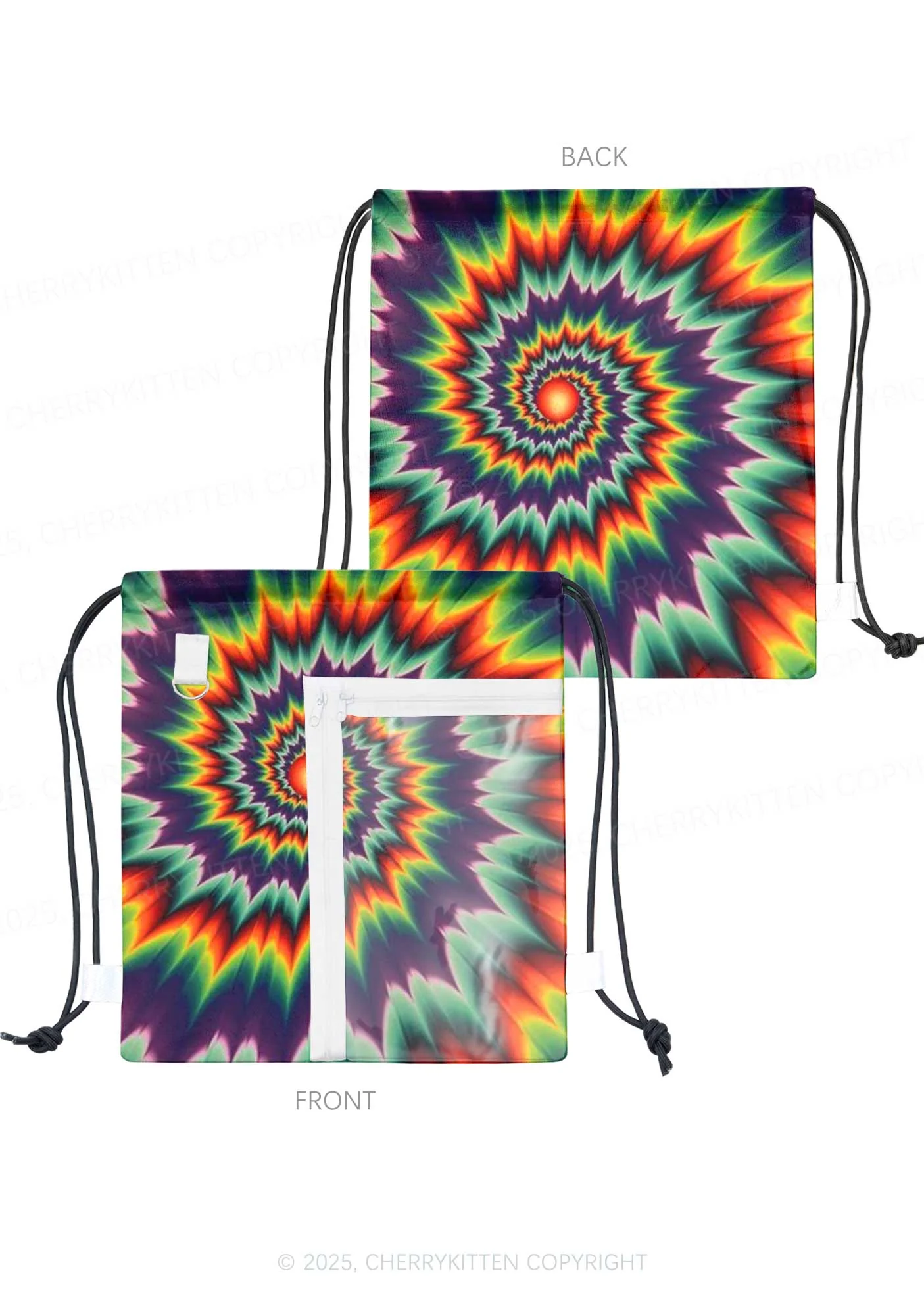 Rainbow Optical Illusion Y2K Drawstring Itabag Backpack Cherrykitten - Image 2