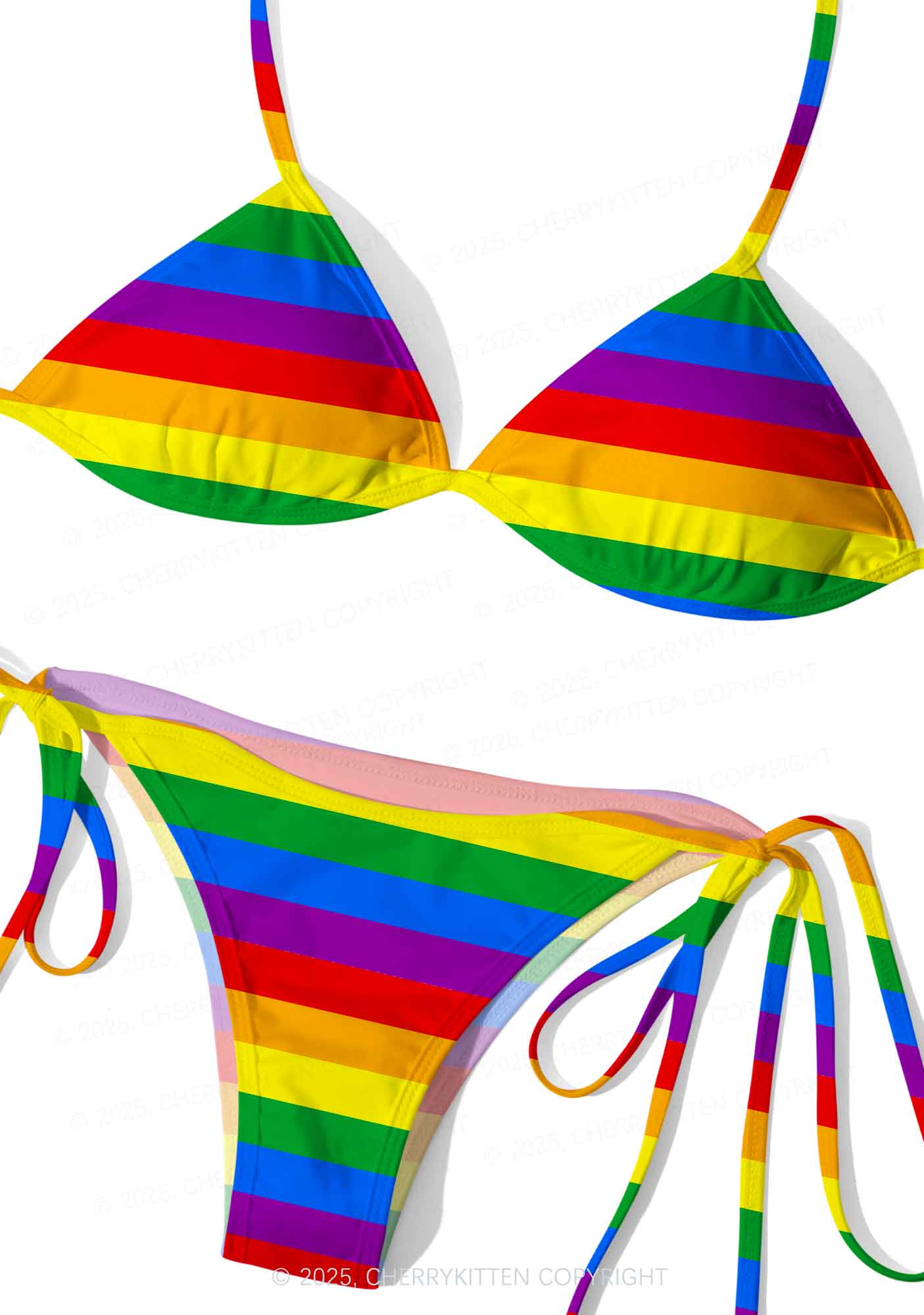 Rainbow Pride Y2K Print Bikini Set Cherrykitten - Image 2