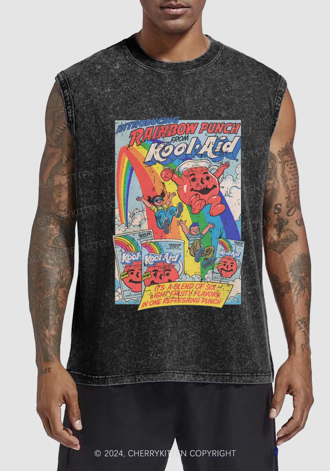 Rainbow Punch Y2K Washed Tank Cherrykitten - Image 2