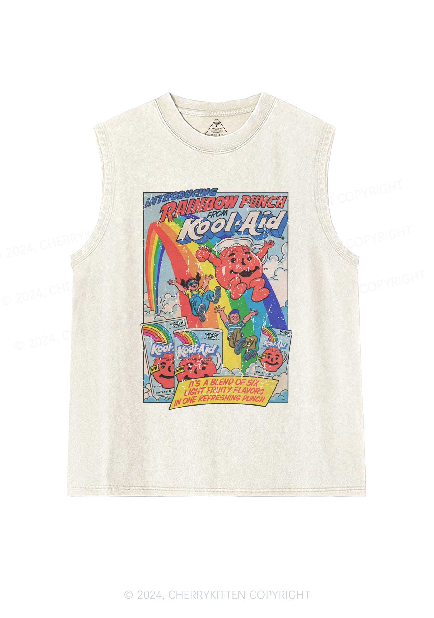 Rainbow Punch Y2K Washed Tank Cherrykitten - Image 3