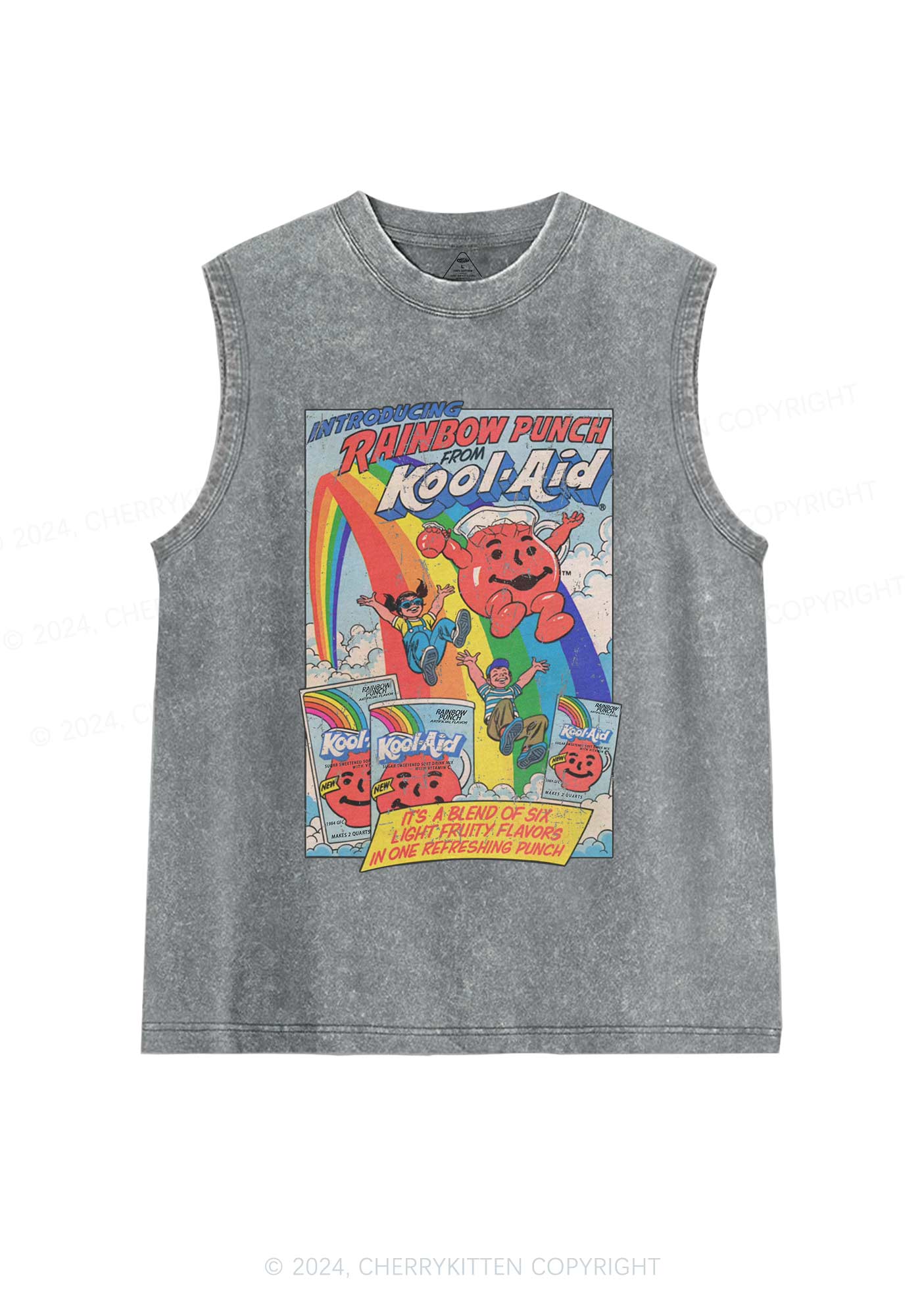 Rainbow Punch Y2K Washed Tank Cherrykitten - Image 4