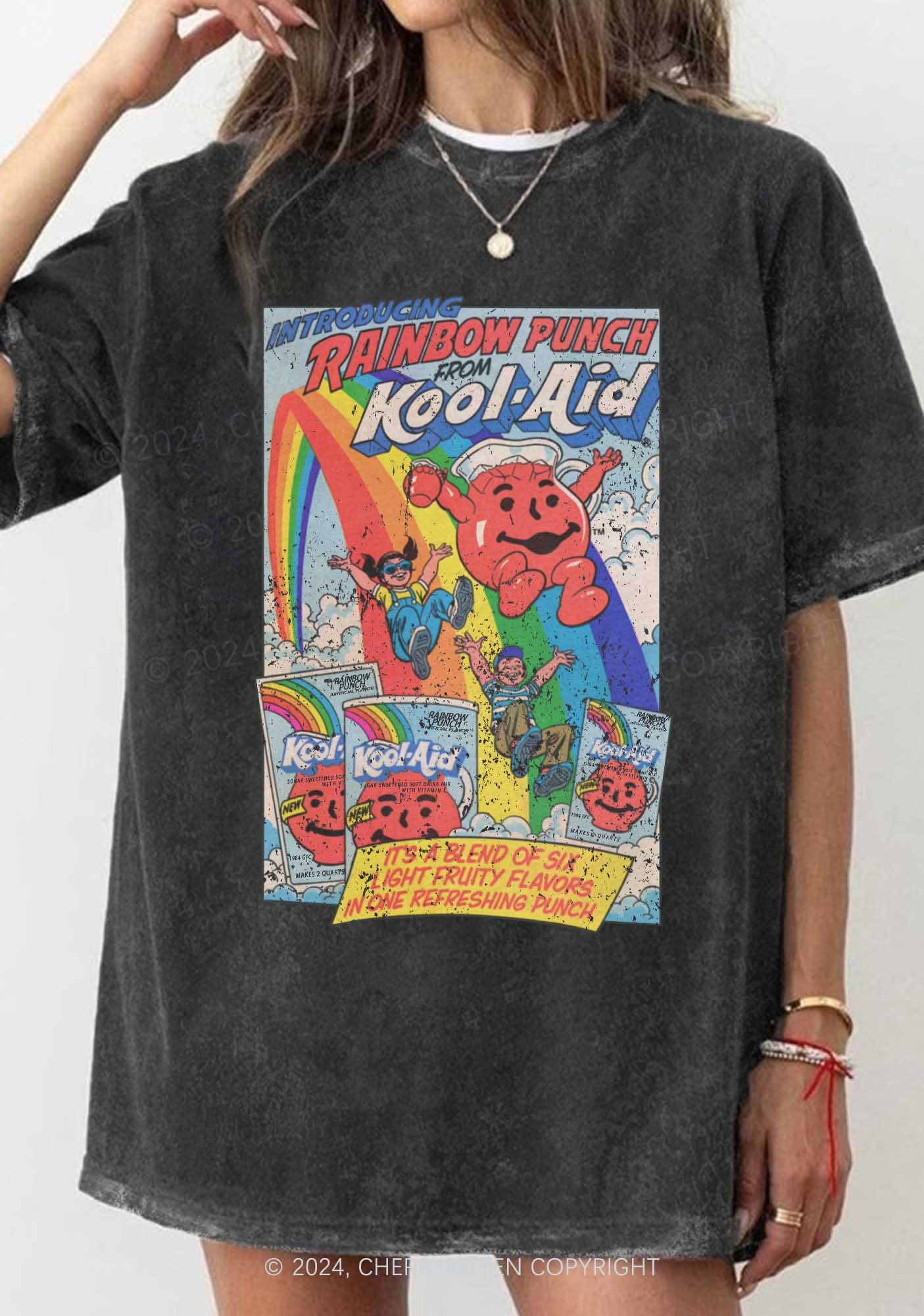 Rainbow Punch Y2K Washed Tee Cherrykitten - Image 2