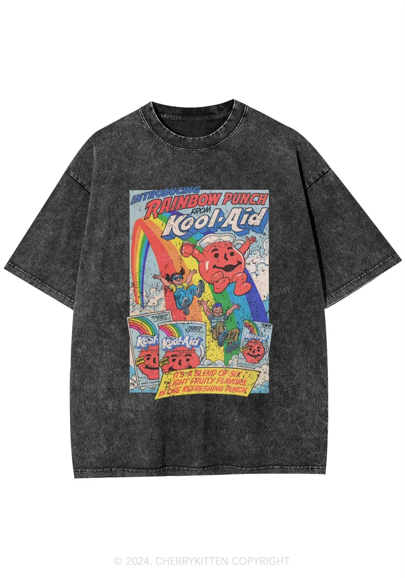 Rainbow Punch Y2K Washed Tee Cherrykitten - Image 3