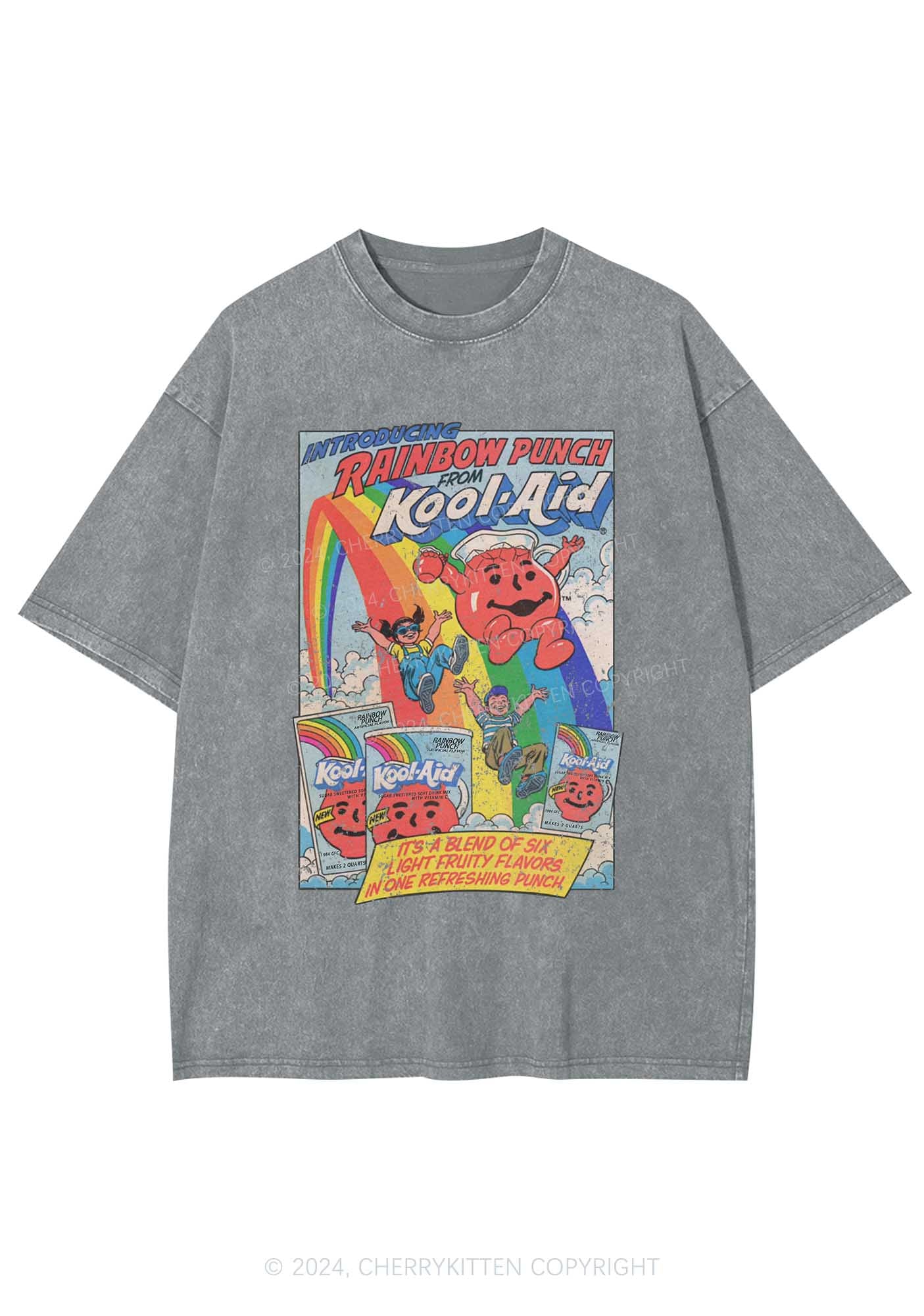 Rainbow Punch Y2K Washed Tee Cherrykitten - Image 6