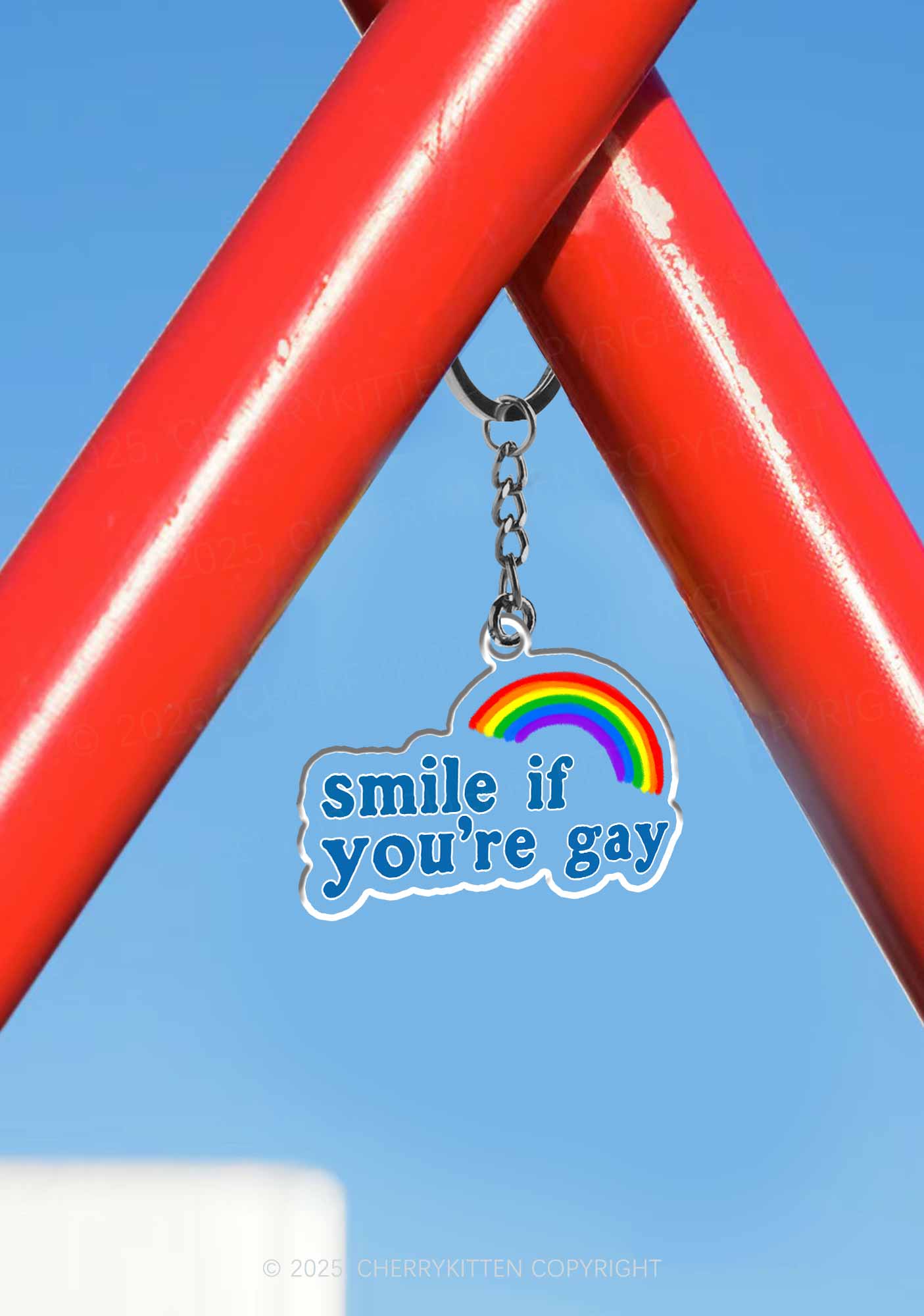 Rainbow Smile If You're Gay Pride 1Pc Y2K Keychain Cherrykitten - Image 3