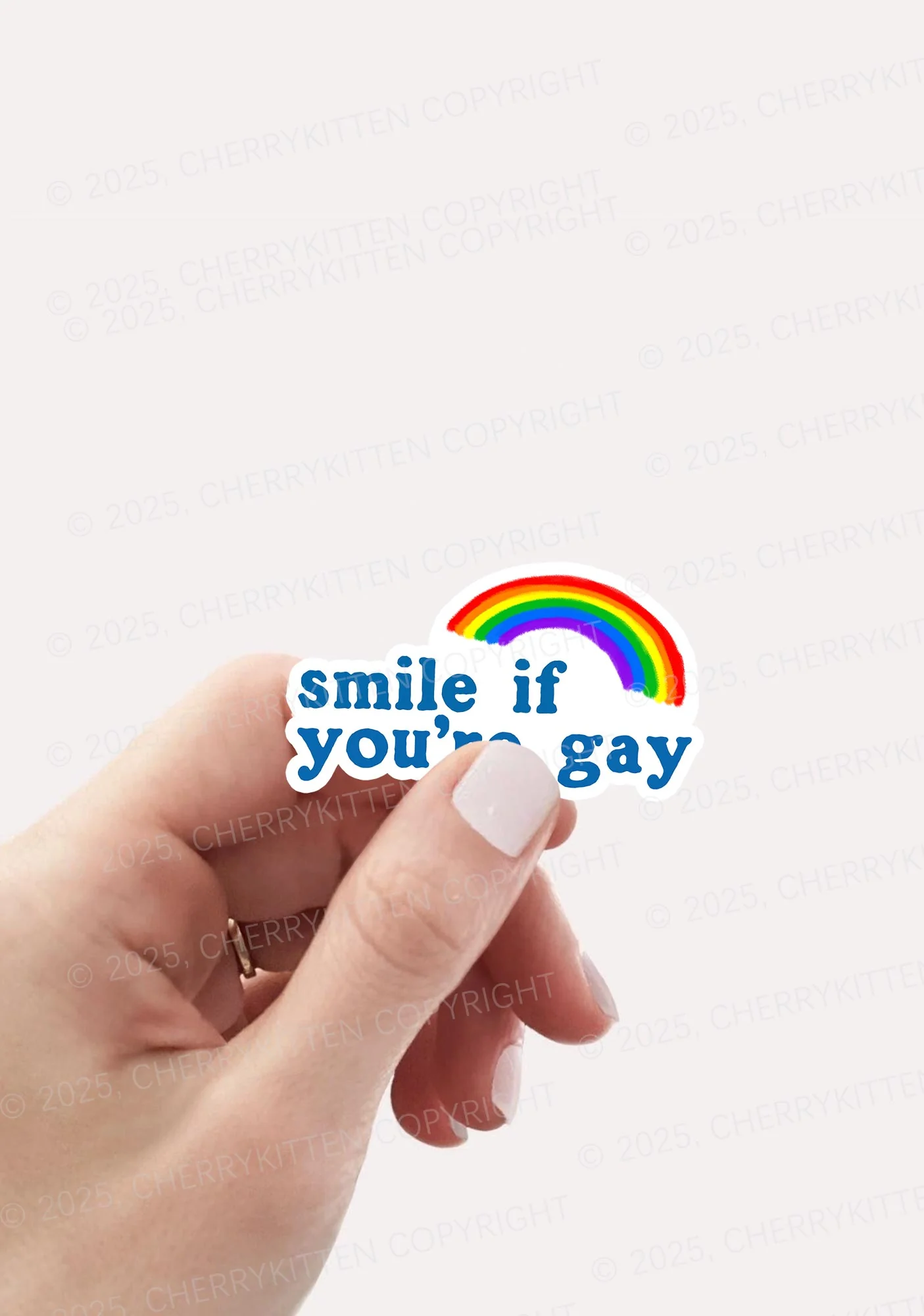 Rainbow Smile If You're Gay Pride 1Pc Y2K Sticker Cherrykitten - Image 2