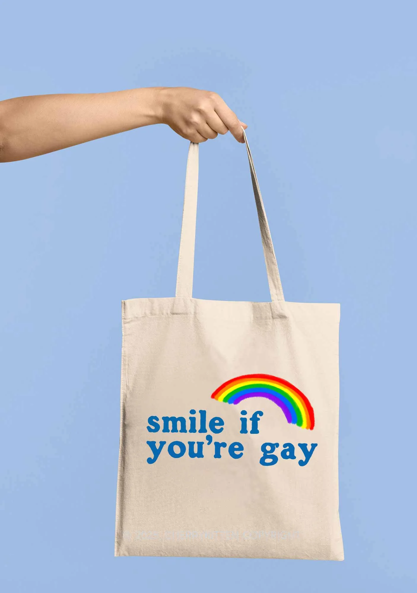 Rainbow Smile If You're Gay Pride Y2K Canvas Tote Bag Cherrykitten - Image 2