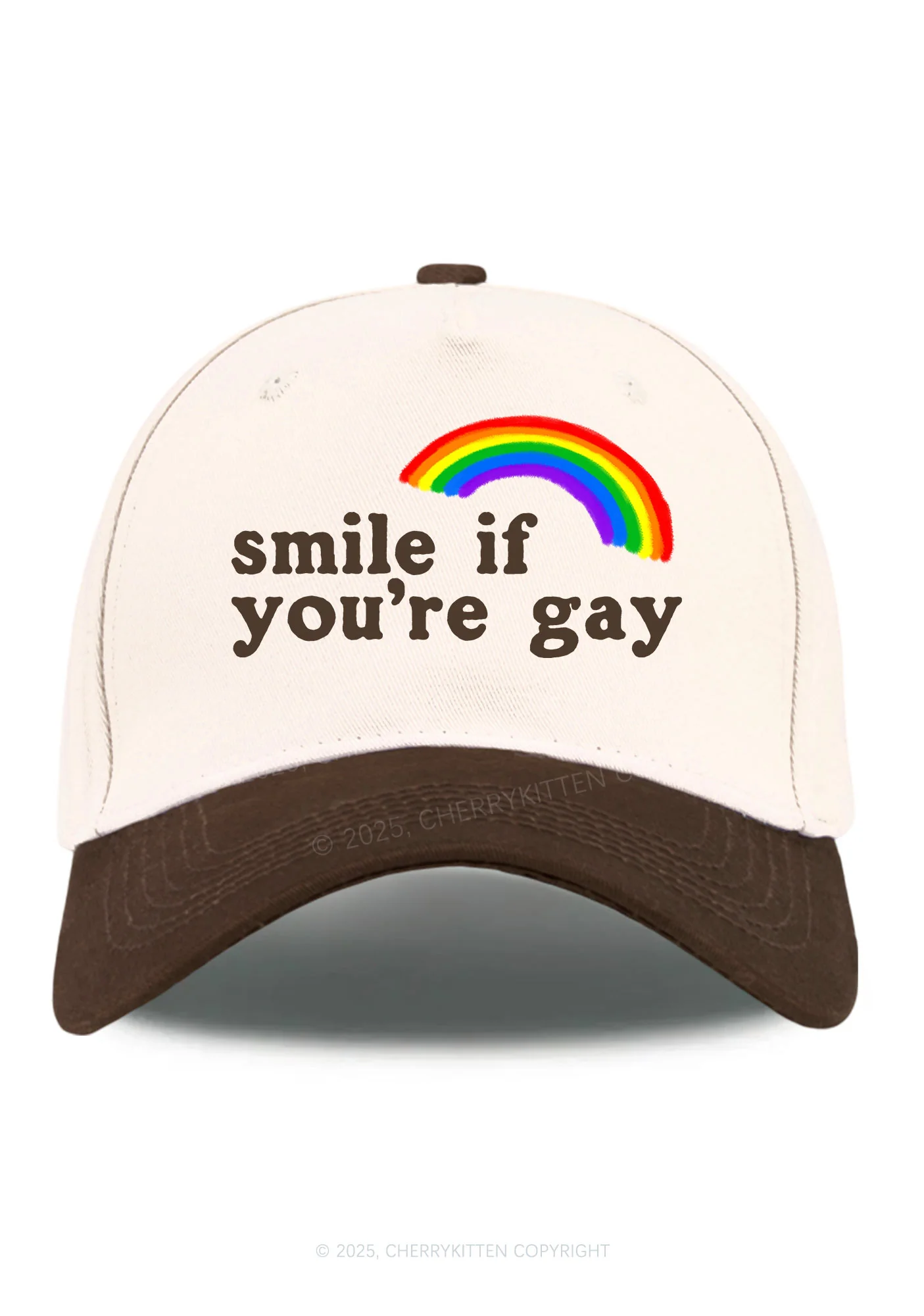 Rainbow Smile If You're Gay Pride Y2K Color Block Baseball Cap Cherrykitten - Image 10