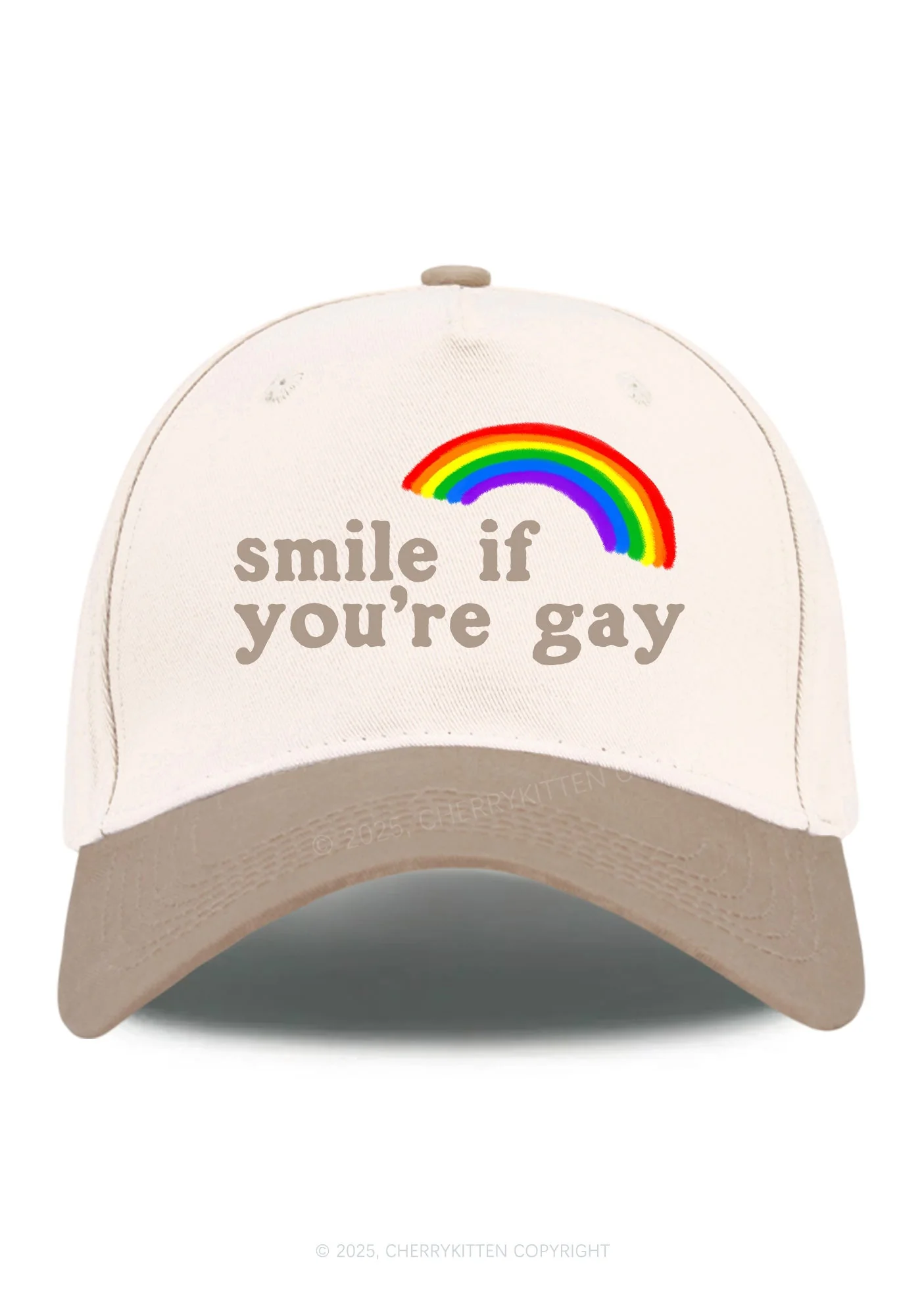 Rainbow Smile If You're Gay Pride Y2K Color Block Baseball Cap Cherrykitten - Image 13