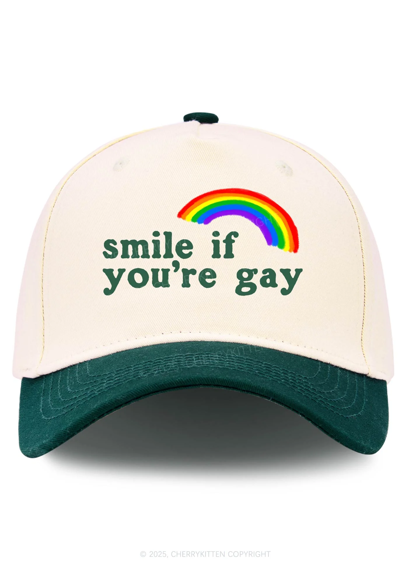 Rainbow Smile If You're Gay Pride Y2K Color Block Baseball Cap Cherrykitten - Image 9